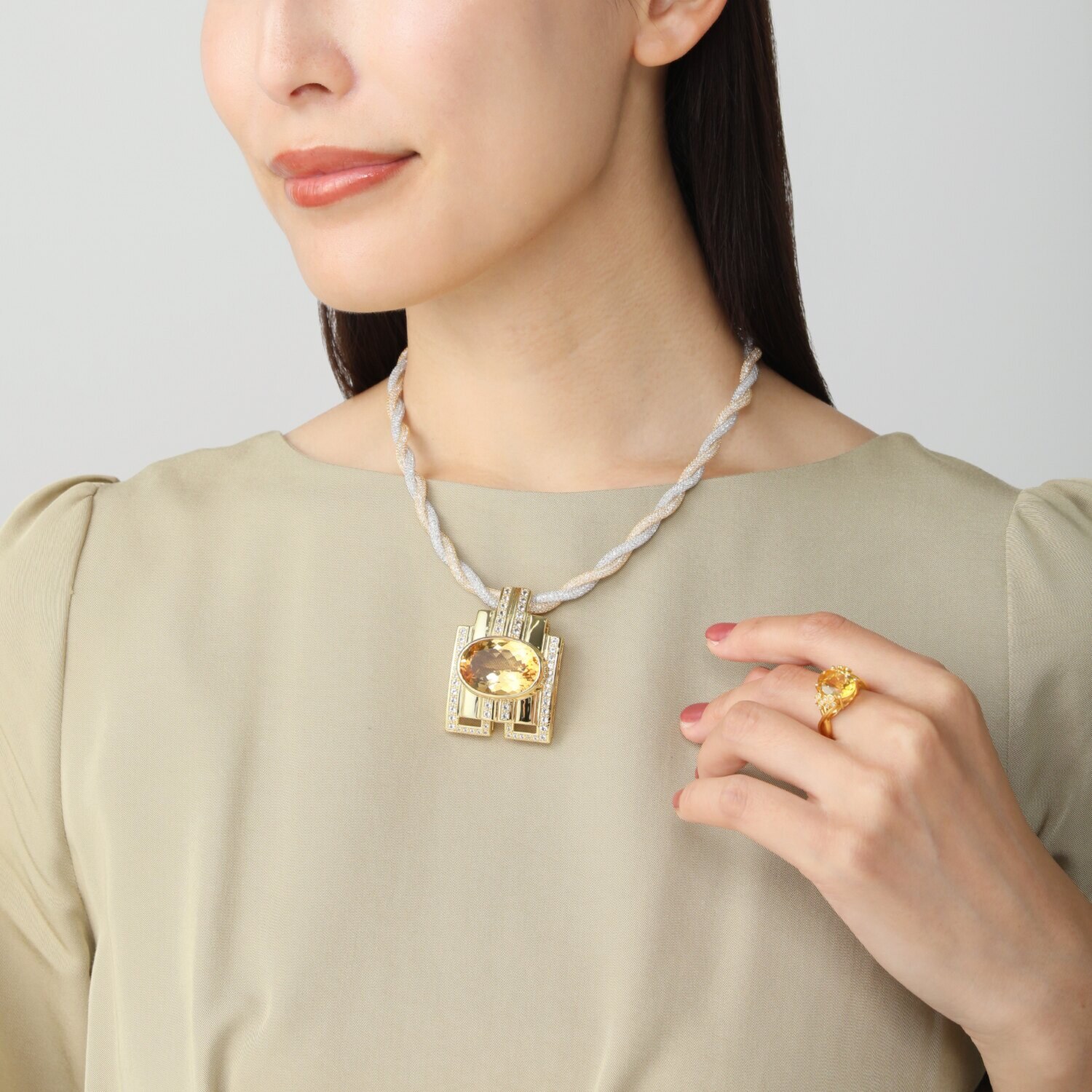 イーシア シルバー シトリン プレステージ ボリュームペンダント