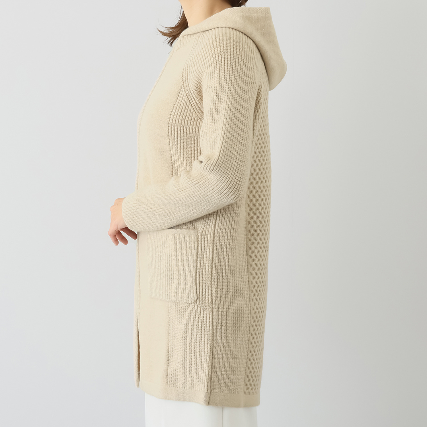 ダジュール フード付 ニットカーディガン