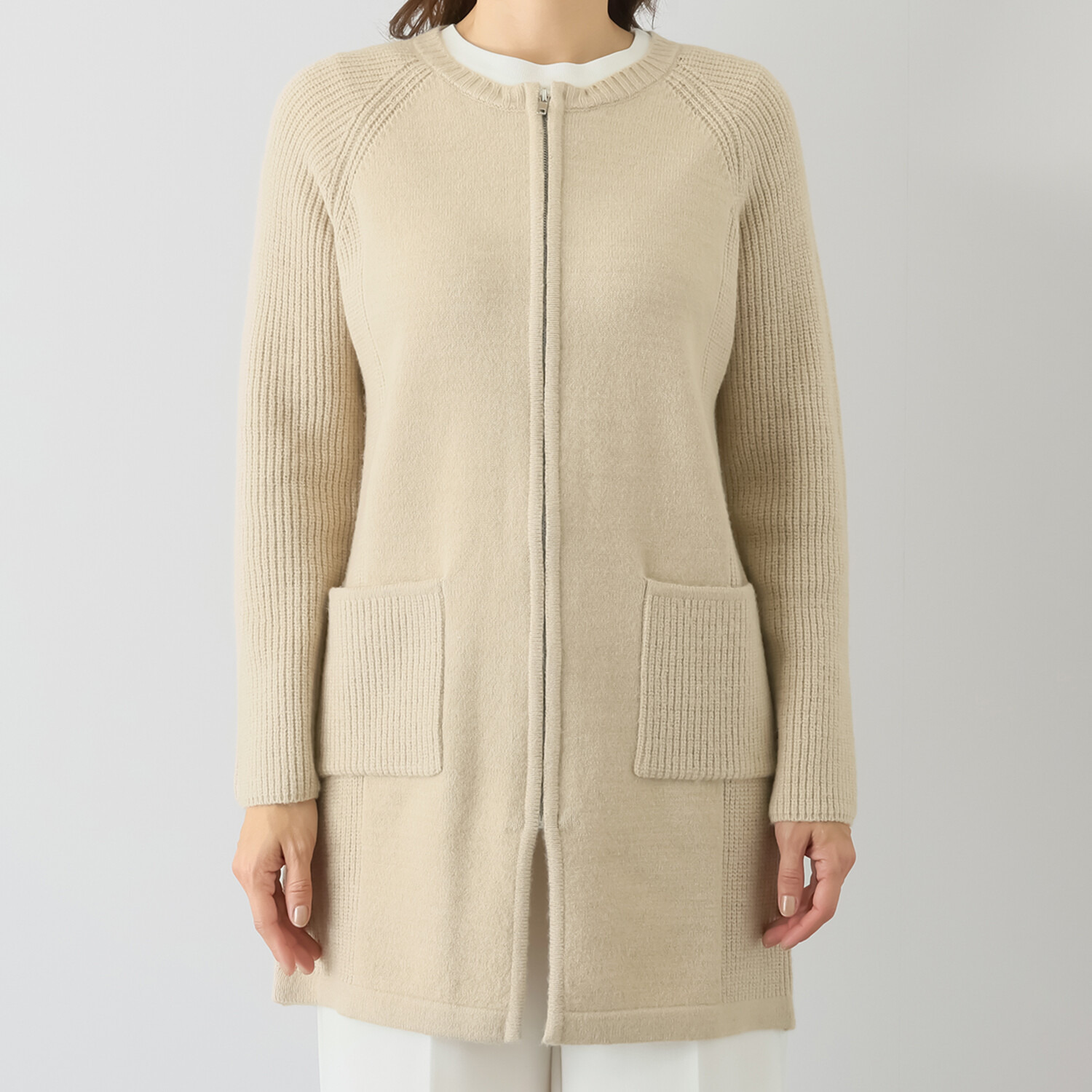 ダジュール フード付 ニットカーディガン