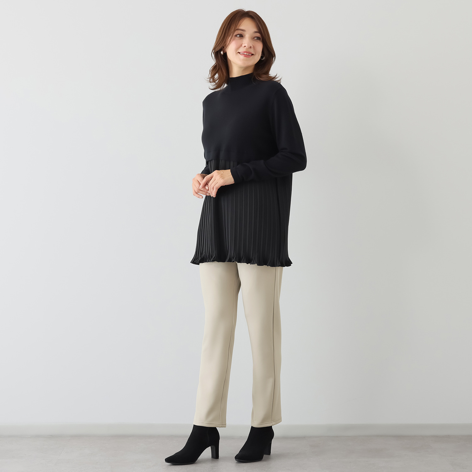 ダジュール 微起毛 ストレートパンツ