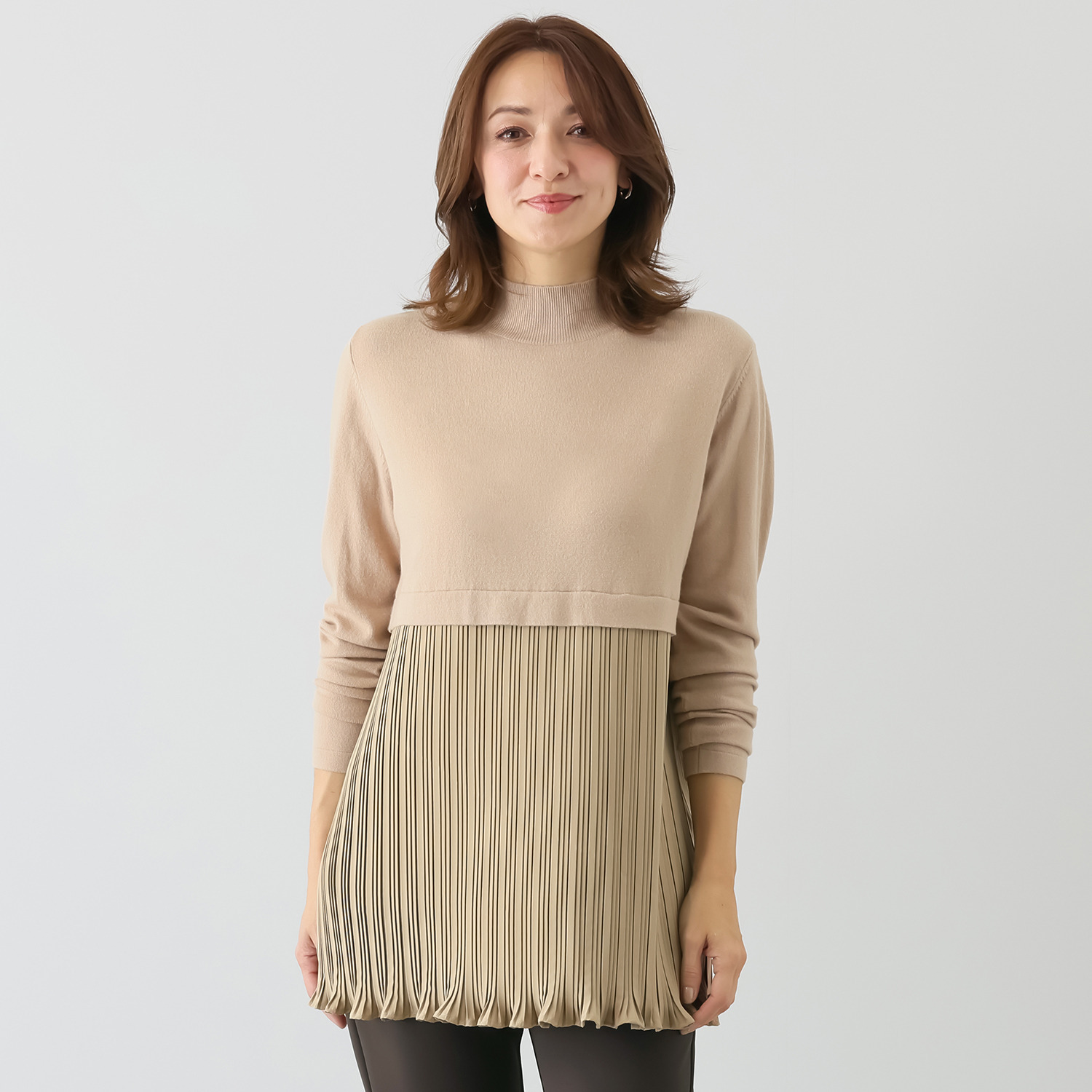 ダジュール プリーツドッキング ニットチュニック