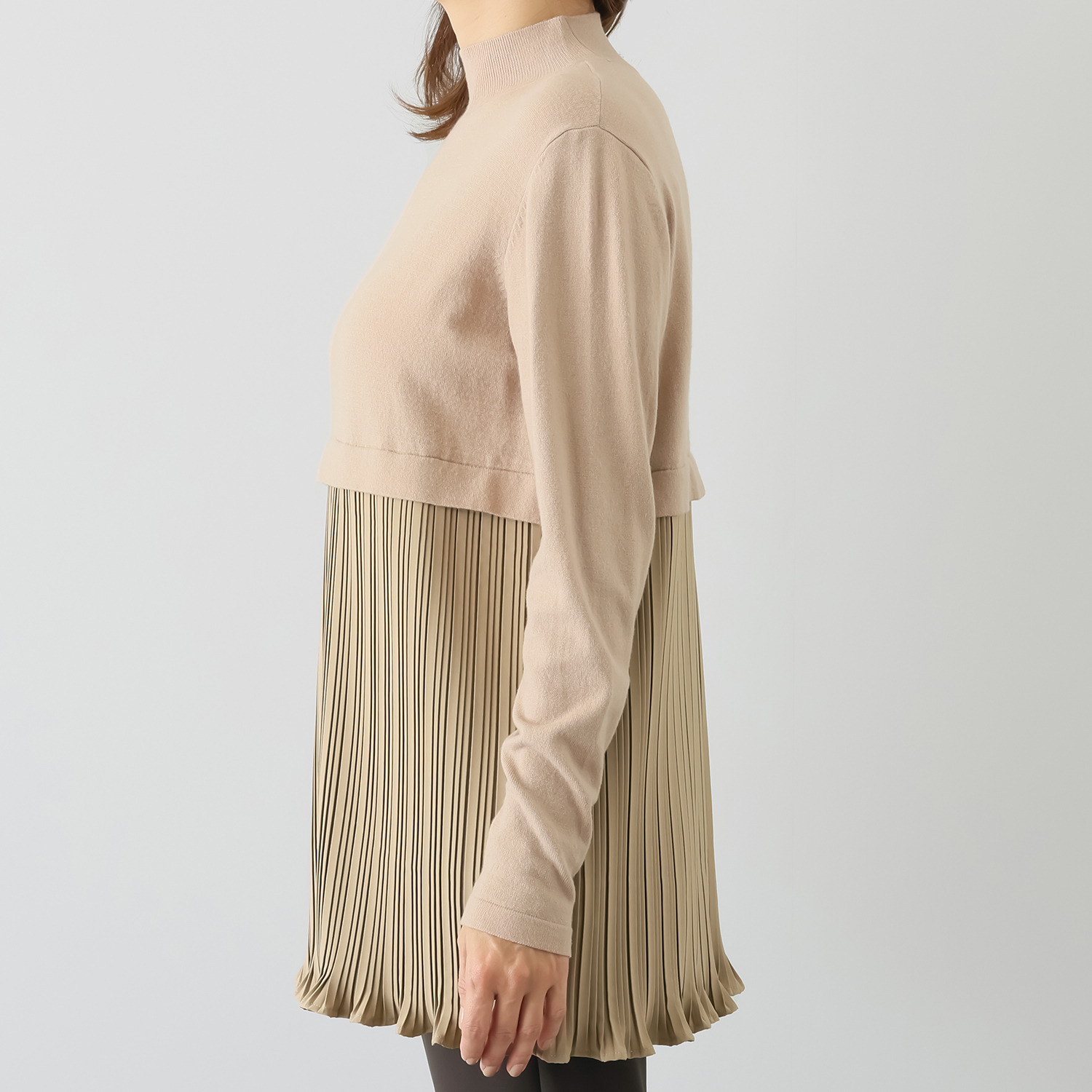 ダジュール プリーツドッキング ニットチュニック