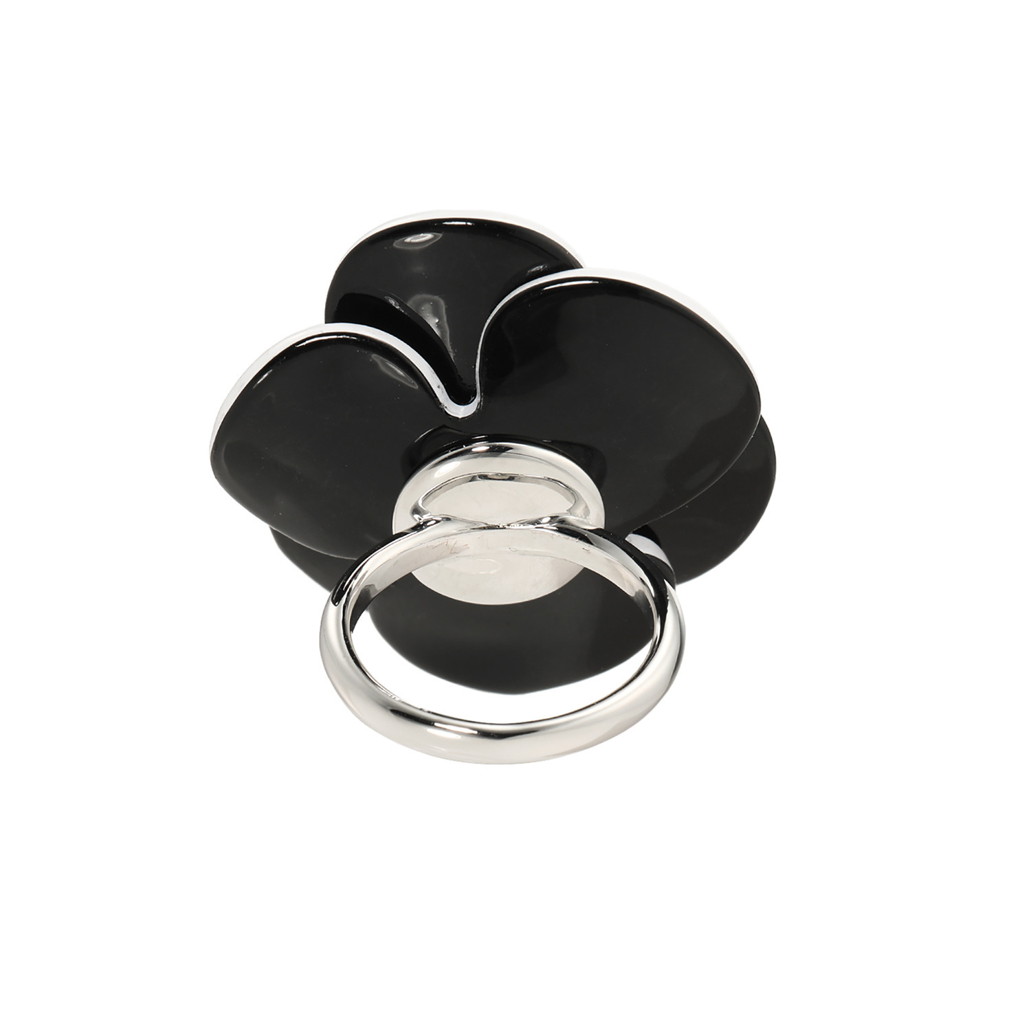 エスアンドアール ブラック＆ホワイト カメリアモティーフ リング