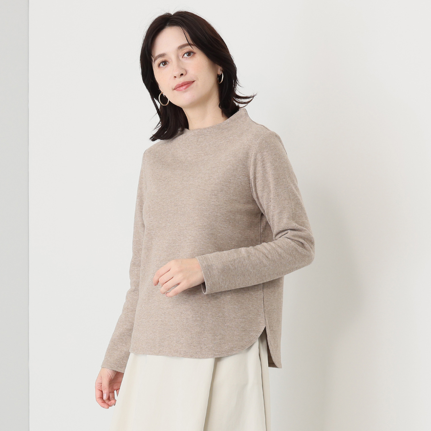 ルナリア 包まれたい心地良さ！ コットン混 ボトルネックプルオーバー
