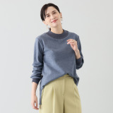 ルナリア 包まれたい心地良さ！ コットン混 リブハイネック チュニックプルオーバー