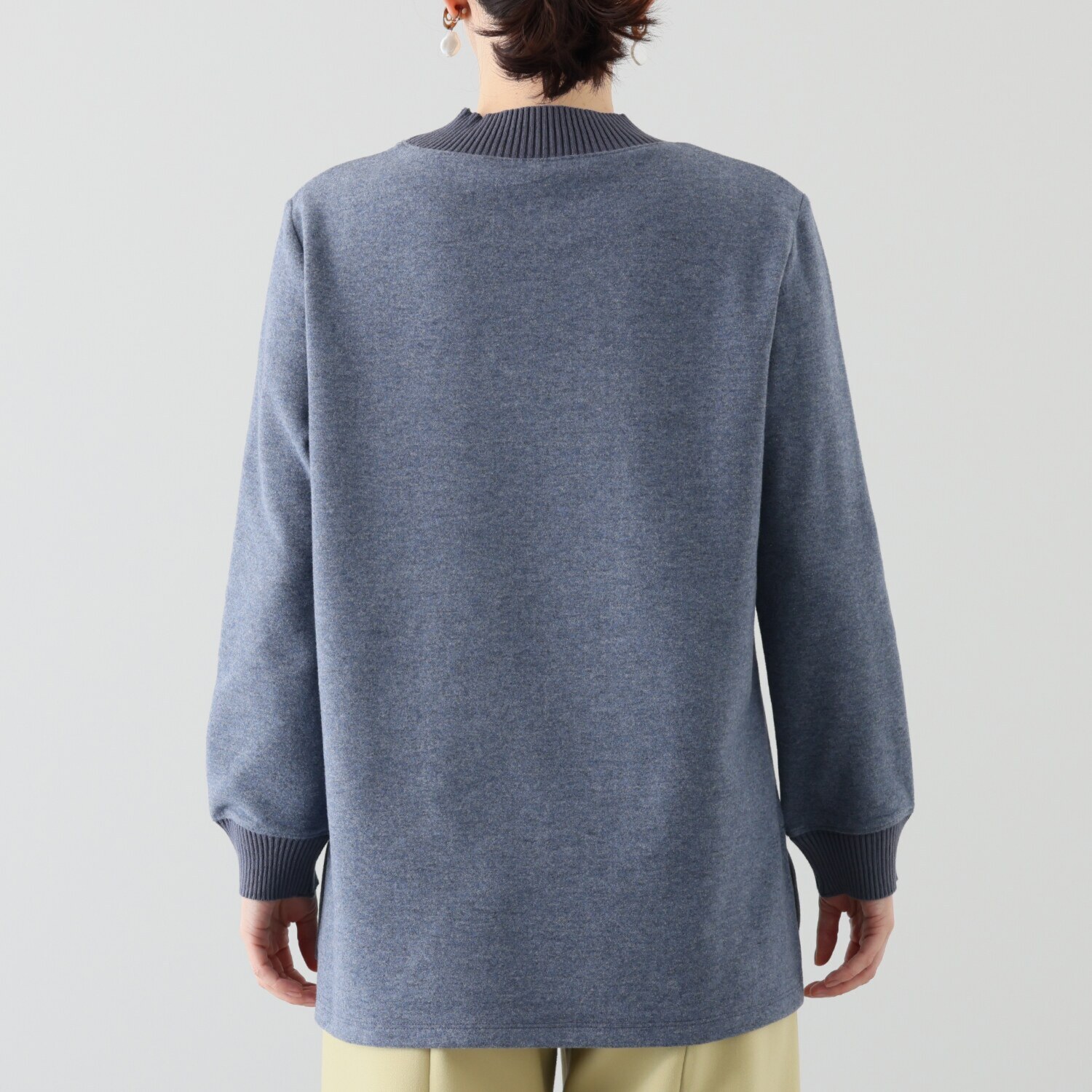 ルナリア 包まれたい心地良さ！ コットン混 リブハイネック チュニックプルオーバー