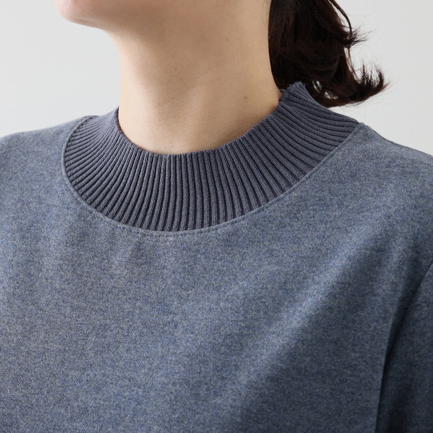 ルナリア 包まれたい心地良さ！ コットン混 リブハイネック チュニックプルオーバー