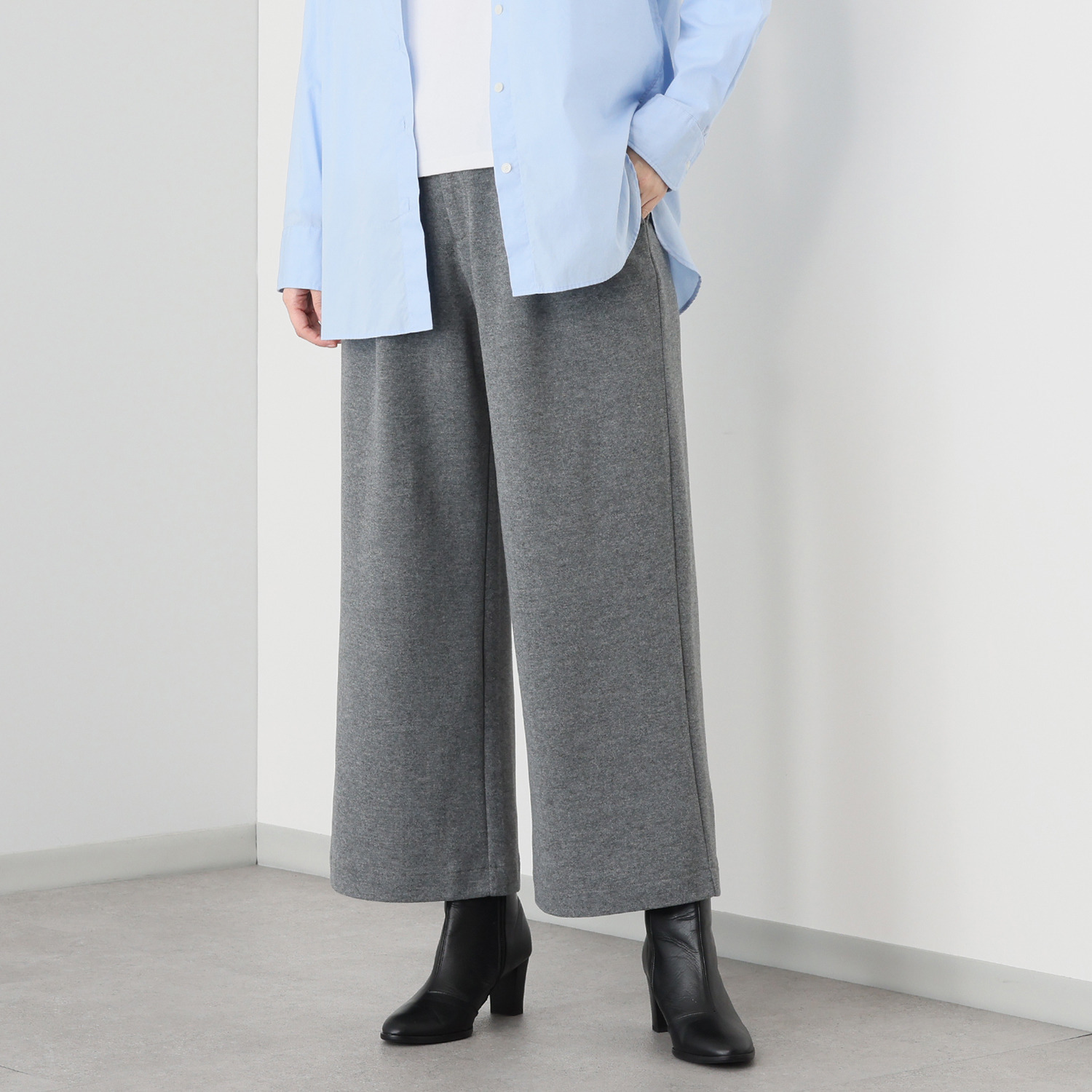 ルナリア 包まれたい心地良さ！ コットン混 タックワイドパンツ