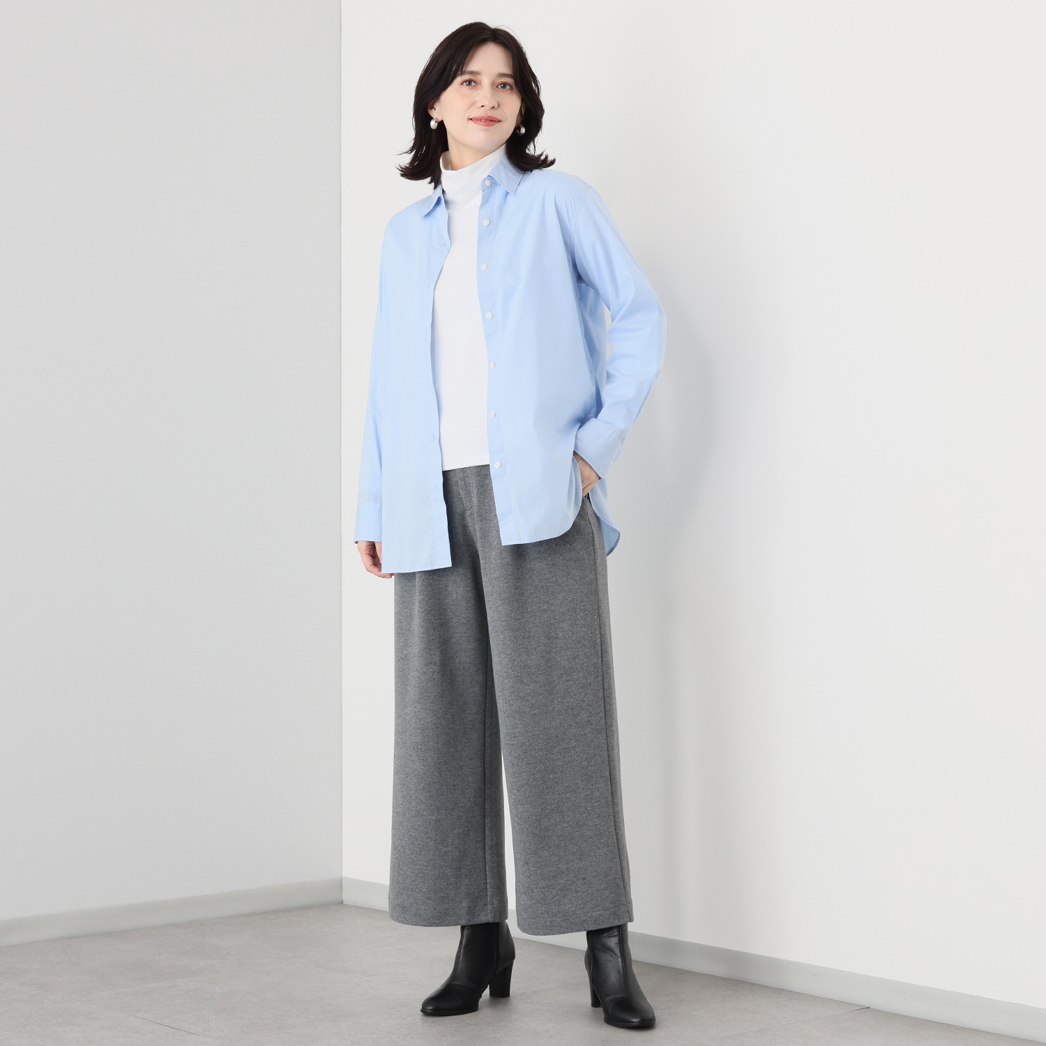 ルナリア 包まれたい心地良さ！ コットン混 タックワイドパンツ