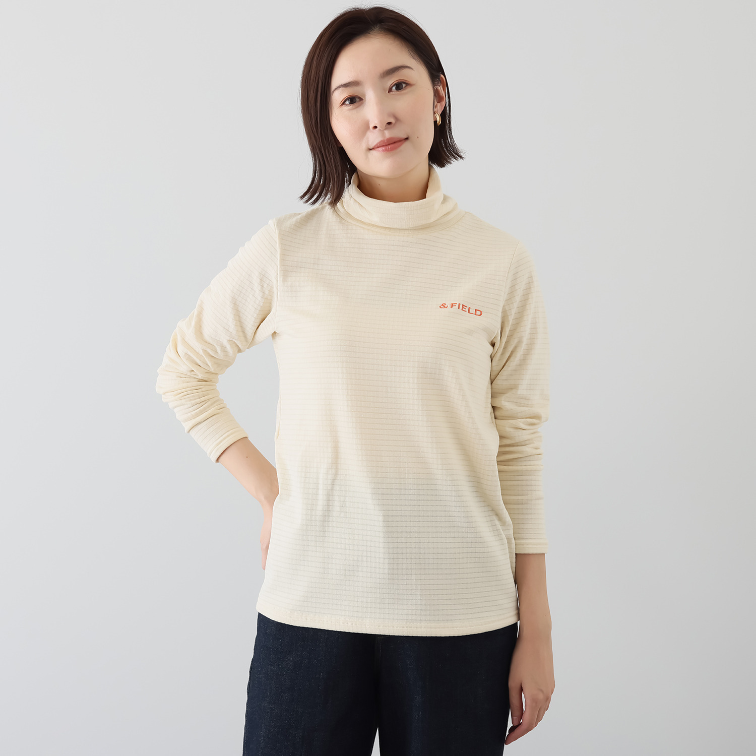 アンドフィールド ＵＶカット・吸湿発熱 ブロッキング起毛 プルオーバー