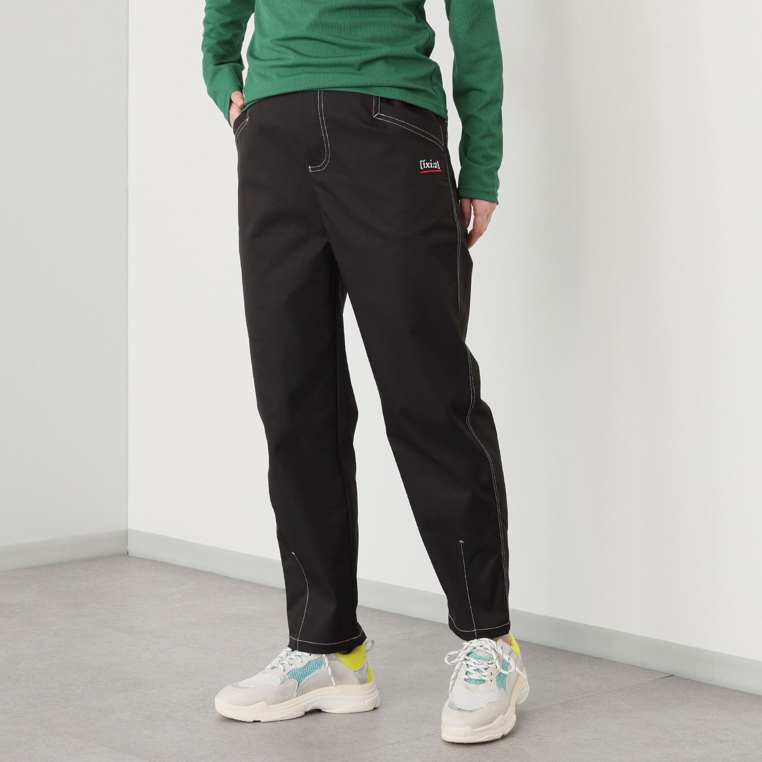 イクシーズ ハートエンブロイダリー 配色ステッチパンツ