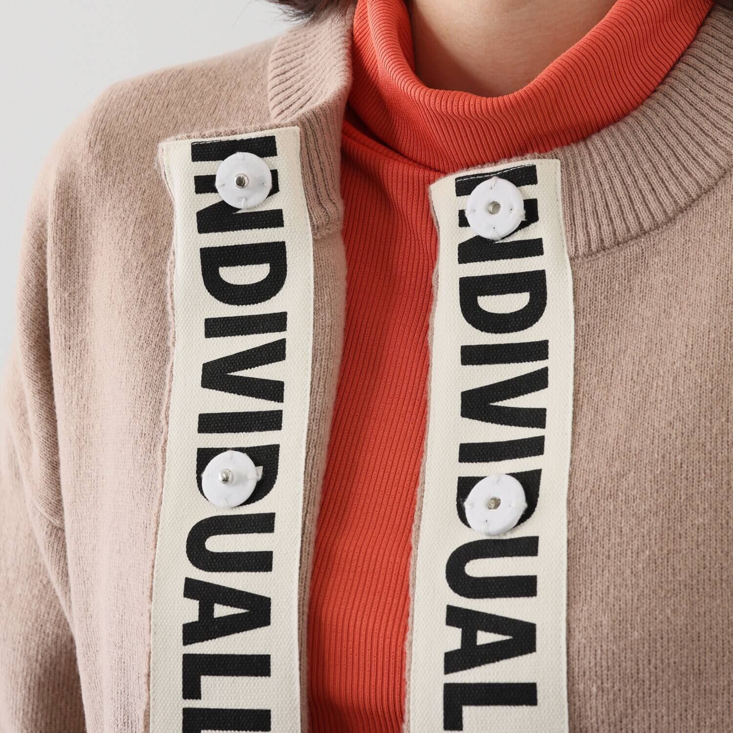 イクシーズ メッセージロゴ ノーカラーカーディガン