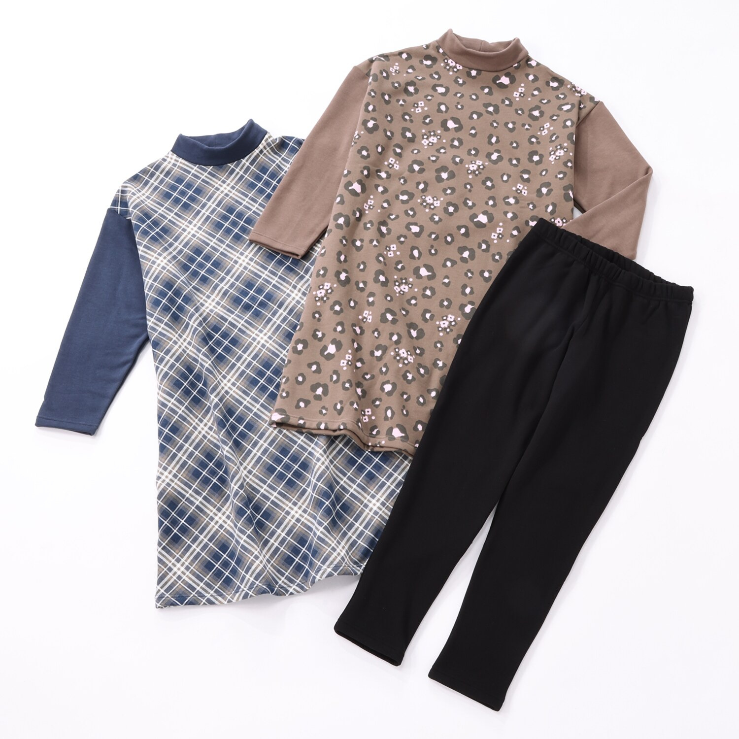 リラキュート お楽しみ袋 ふわふわあったか エアリームース綿混素材 ハイネック ワンピース２枚＆ レギンスセット