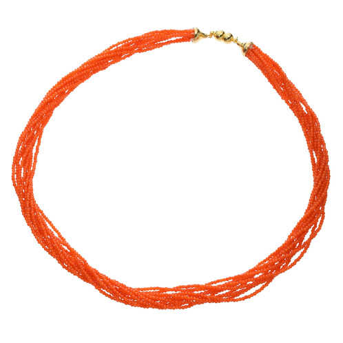 珠里　サンゴ　１０連ネックレス