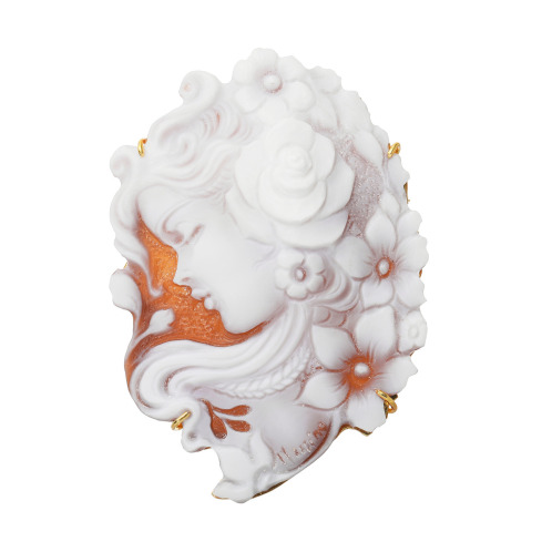 珠里　シルバー　シェルカメオ　ペンダントブローチ