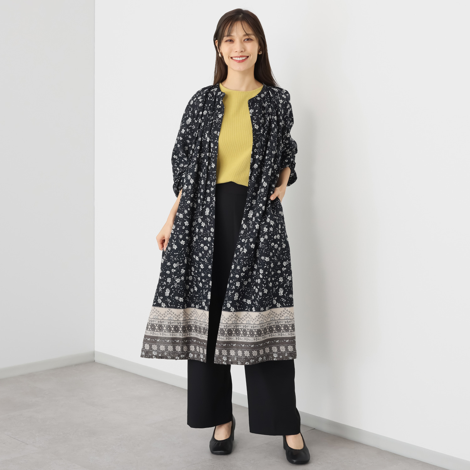 エムエムオー パネルプリント ギャザーワンピース