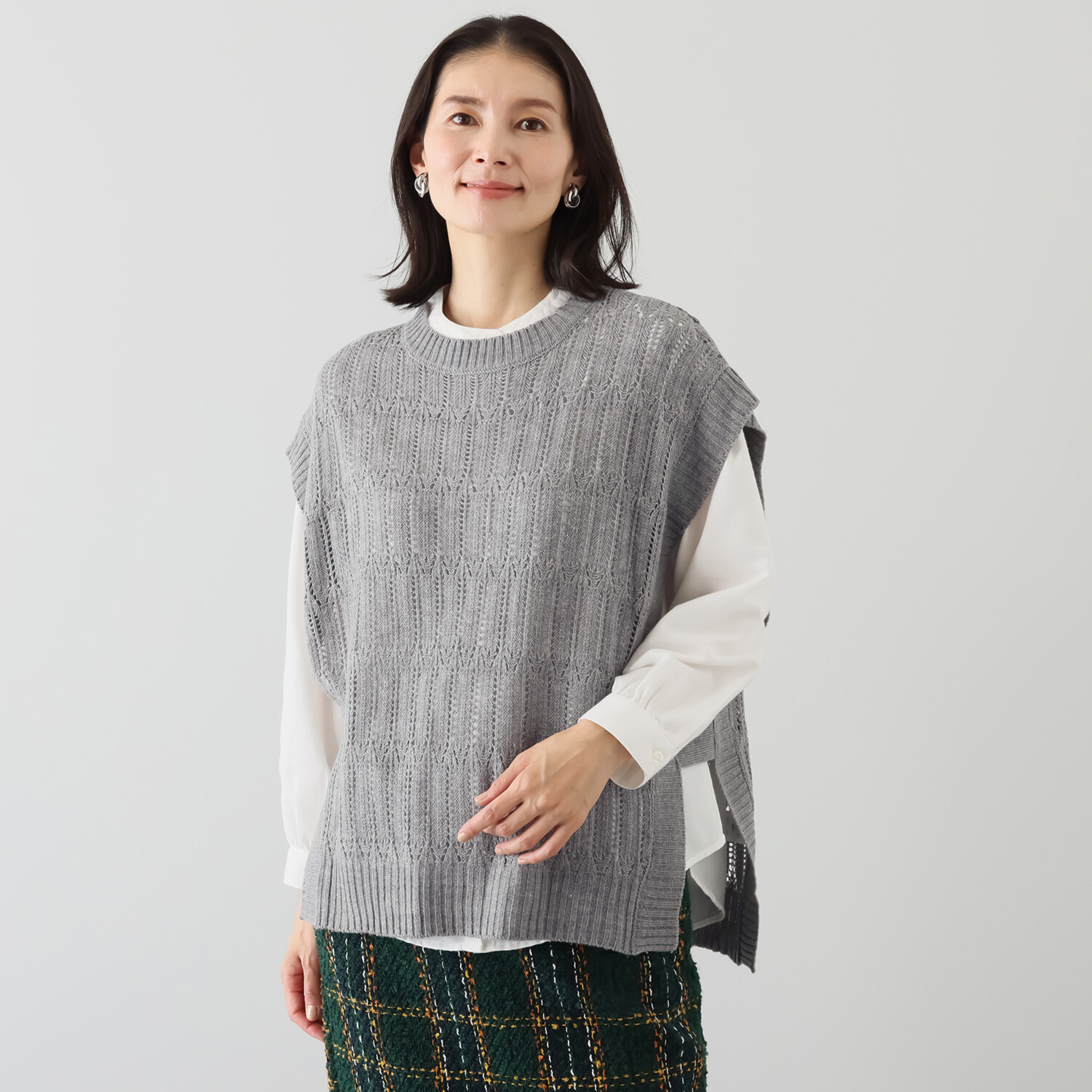 エムエムオー ニットベスト× 無地ブラウス アンサンブル