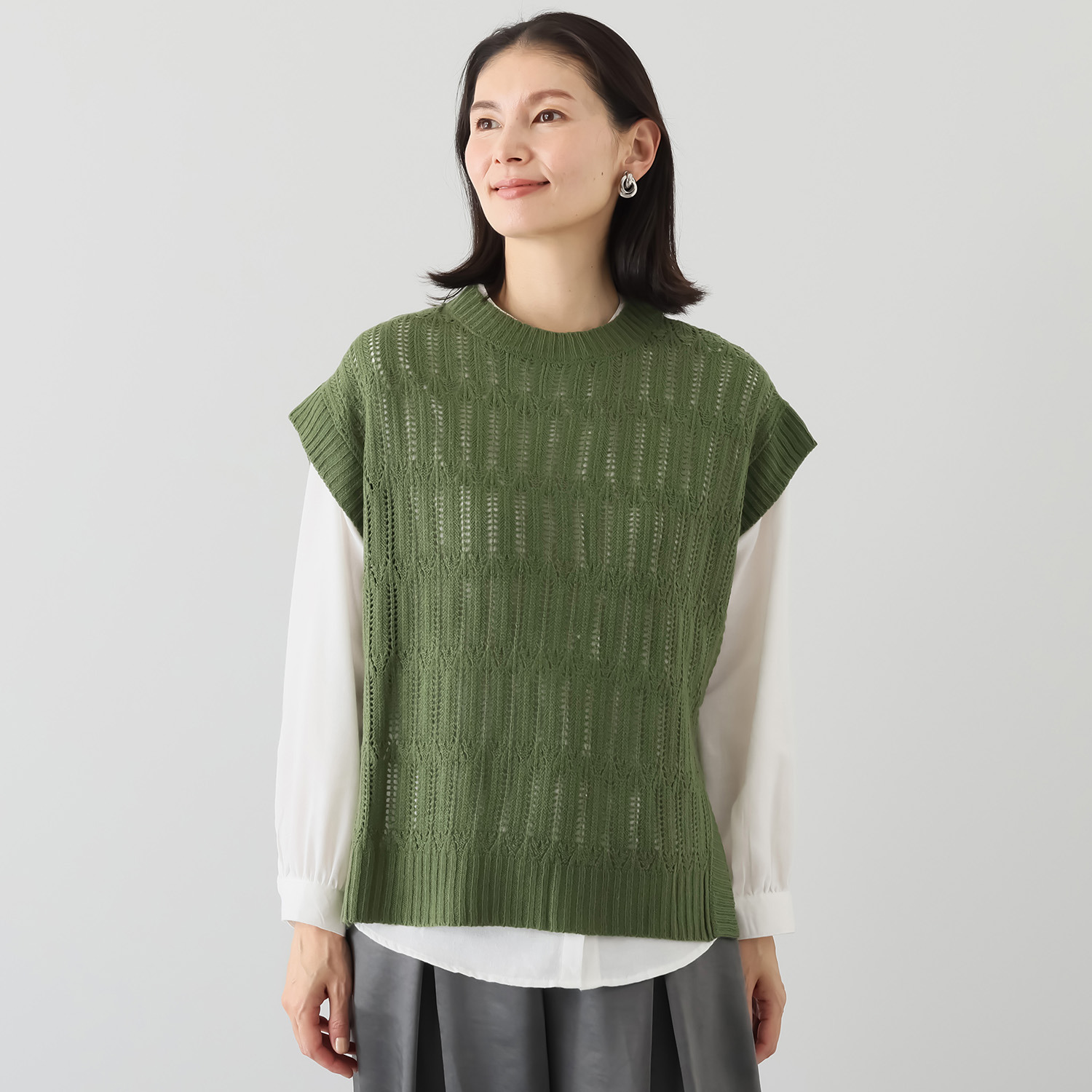 エムエムオー ニットベスト× 無地ブラウス アンサンブル