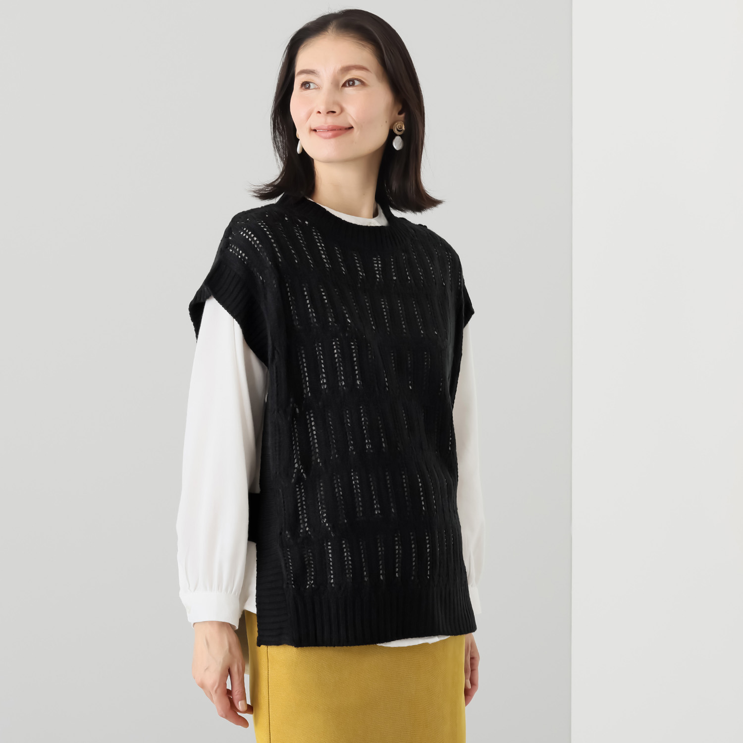 エムエムオー ニットベスト× 無地ブラウス アンサンブル