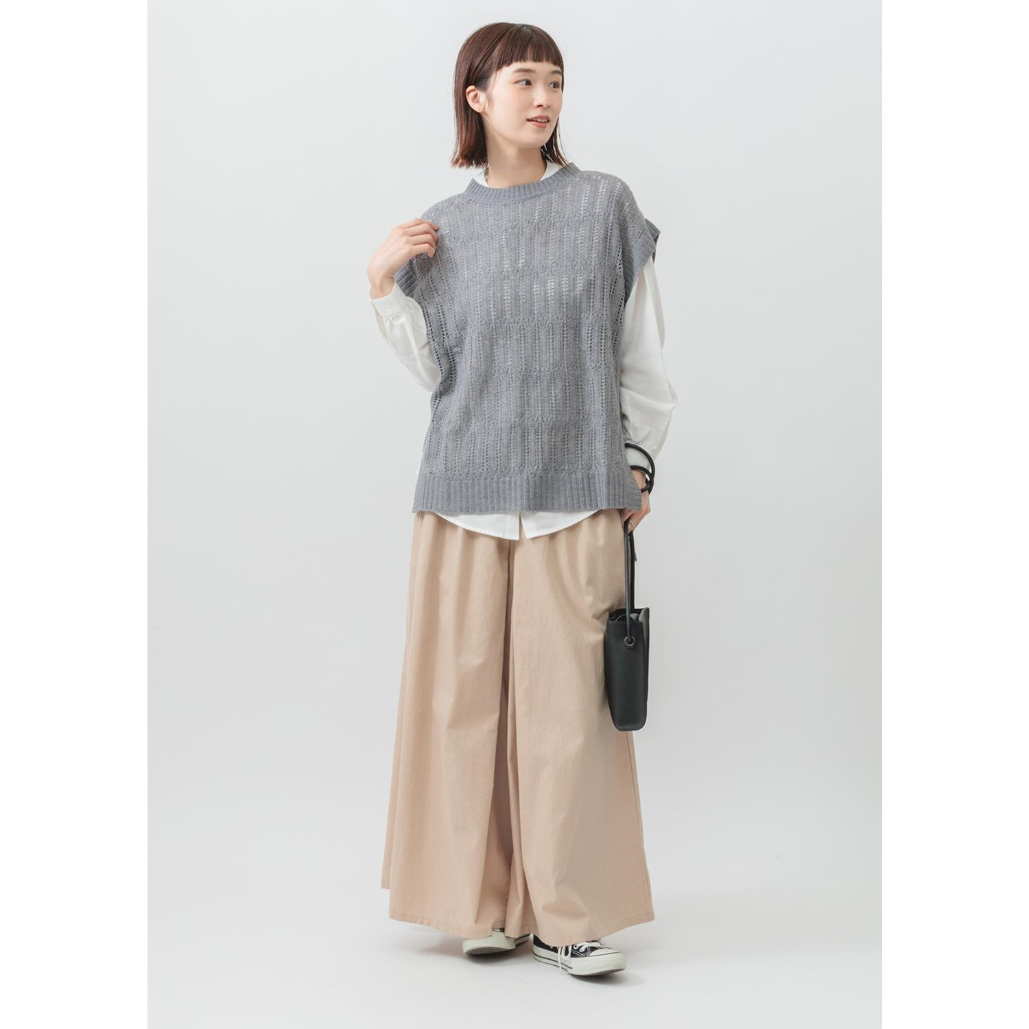 エムエムオー ニットベスト× 無地ブラウス アンサンブル