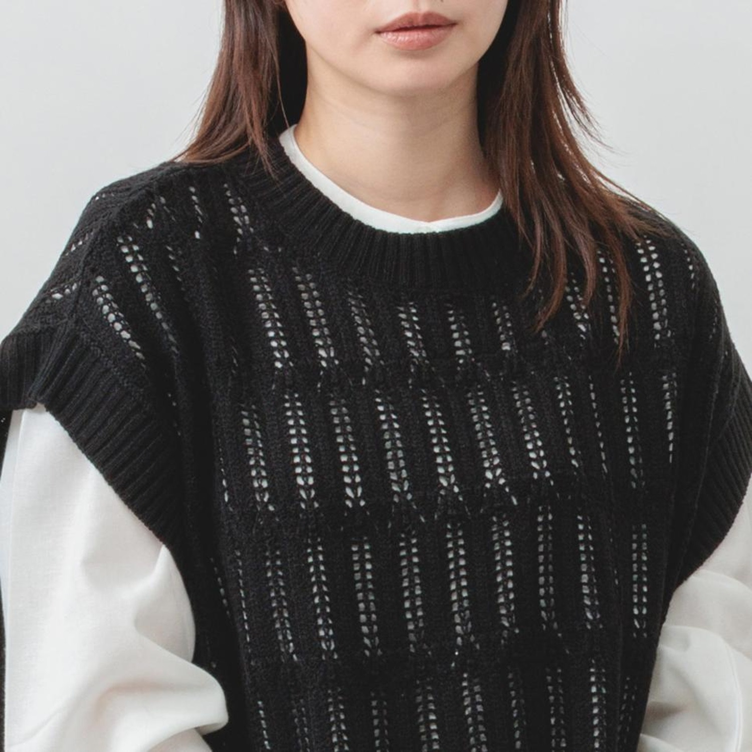 エムエムオー ニットベスト× 無地ブラウス アンサンブル