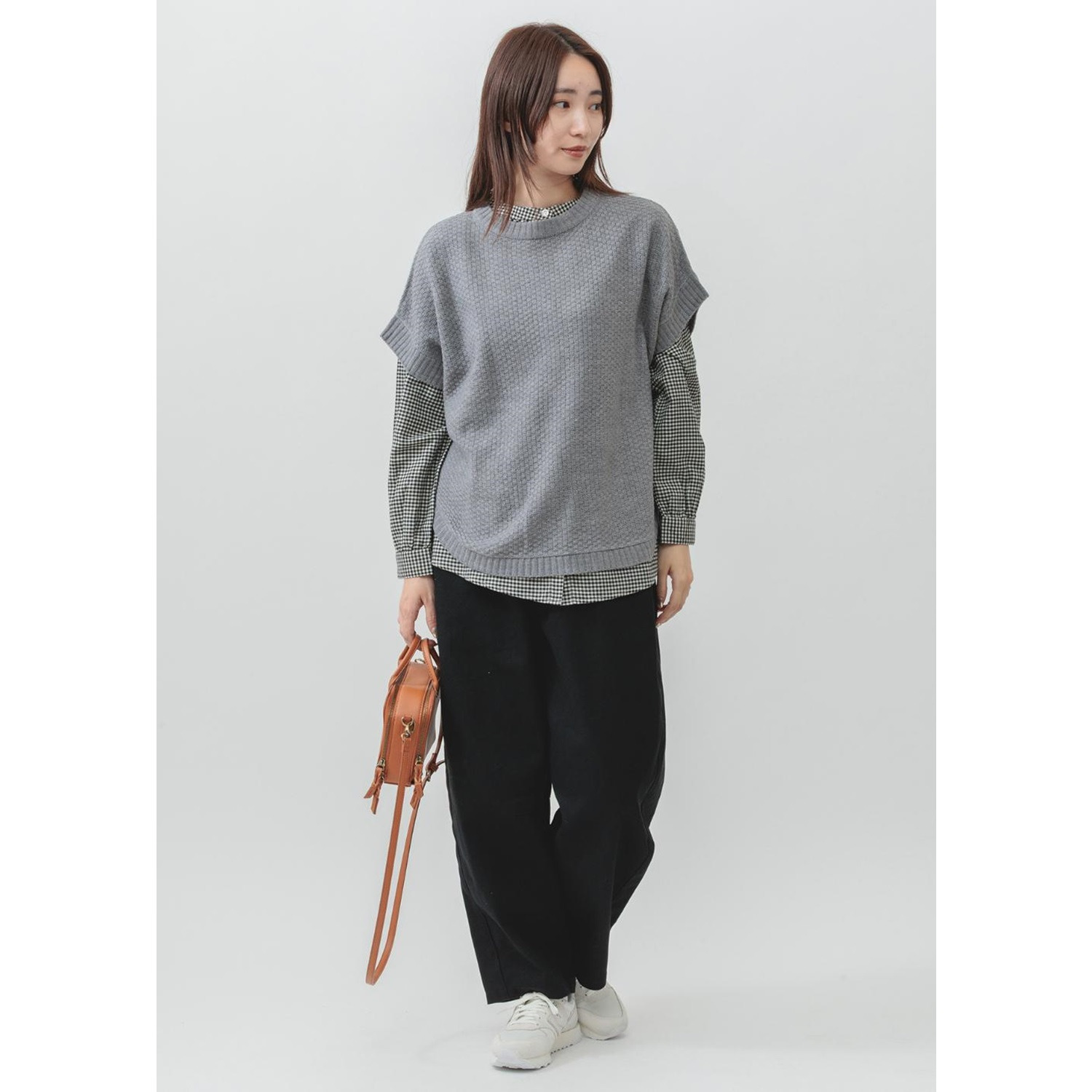 エムエムオー ニットベスト× チェック柄ブラウス アンサンブル