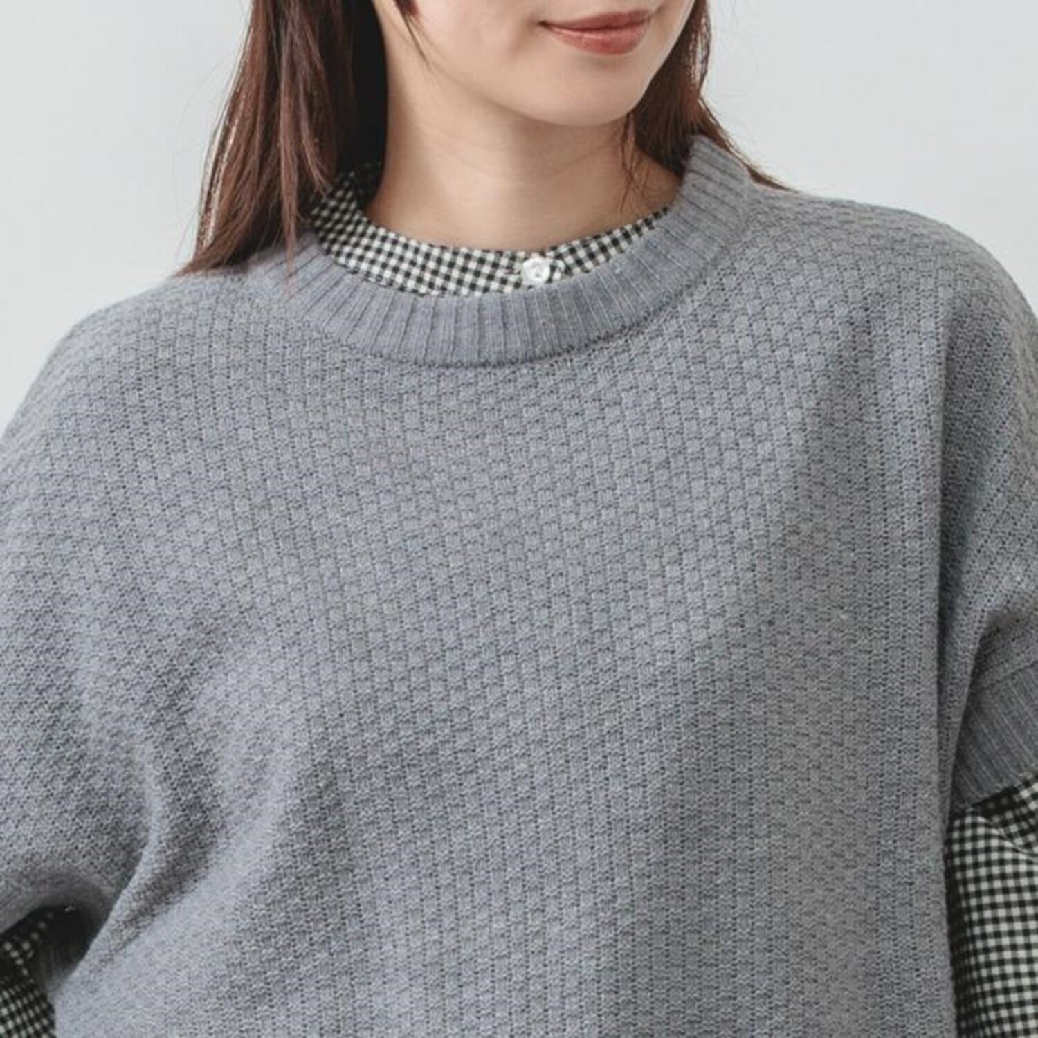 エムエムオー ニットベスト× チェック柄ブラウス アンサンブル