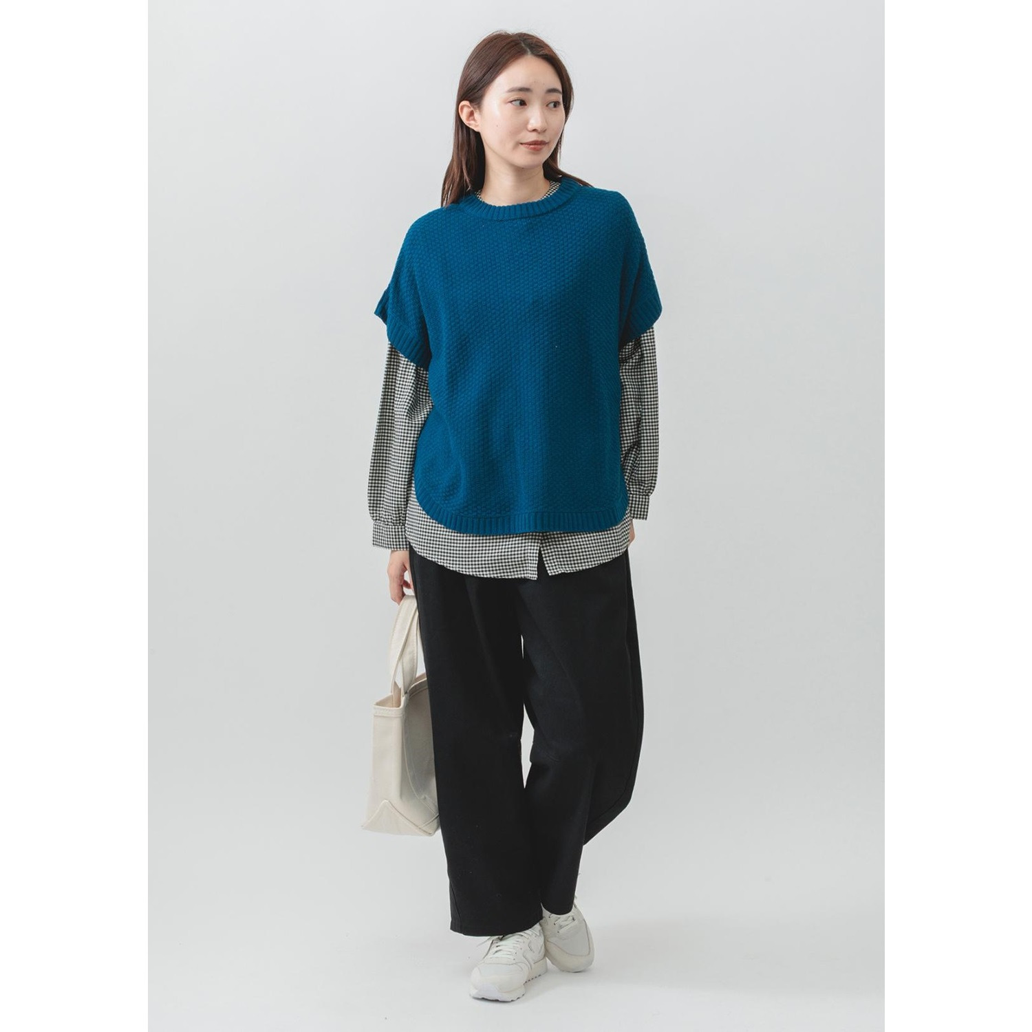 エムエムオー ニットベスト× チェック柄ブラウス アンサンブル