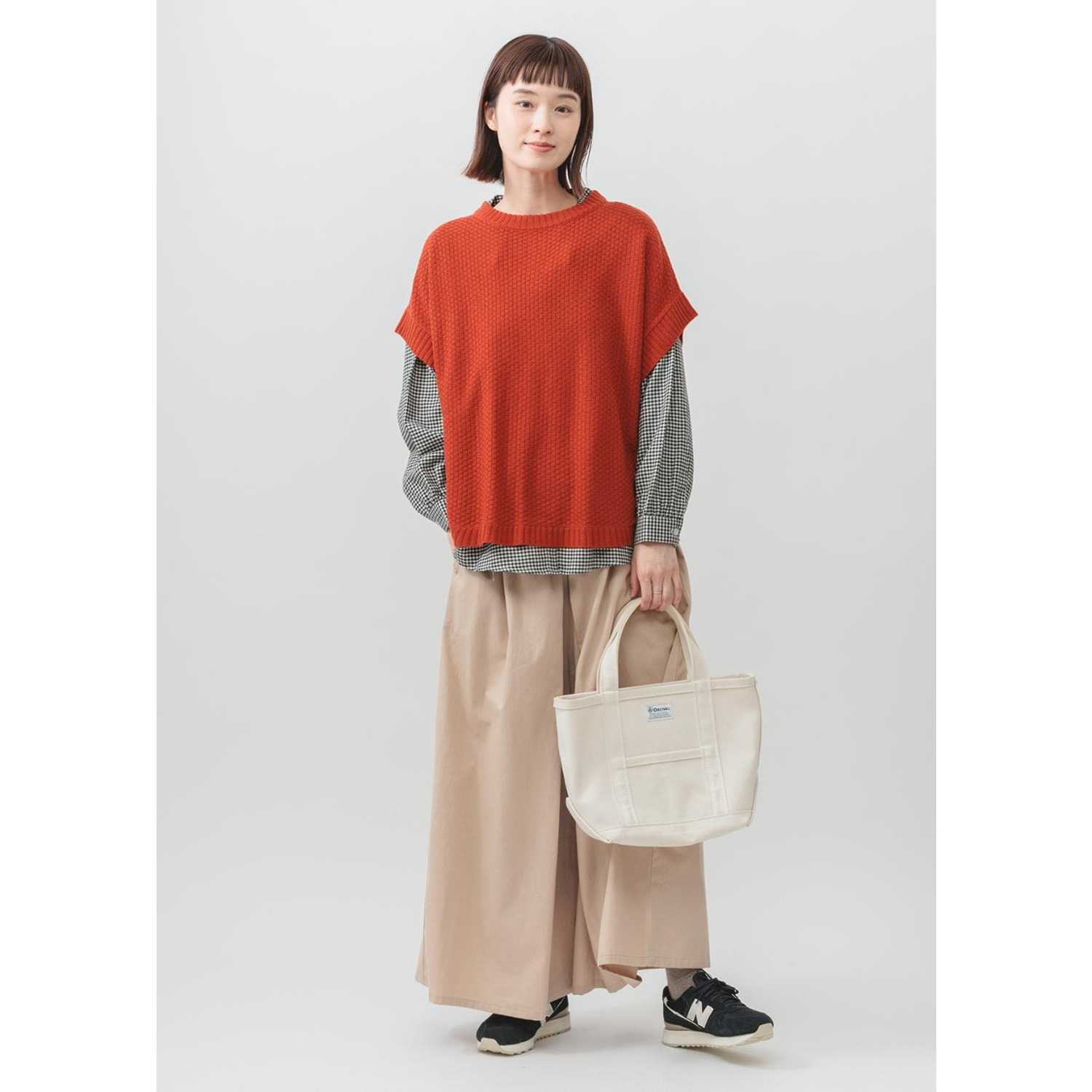 エムエムオー ニットベスト× チェック柄ブラウス アンサンブル