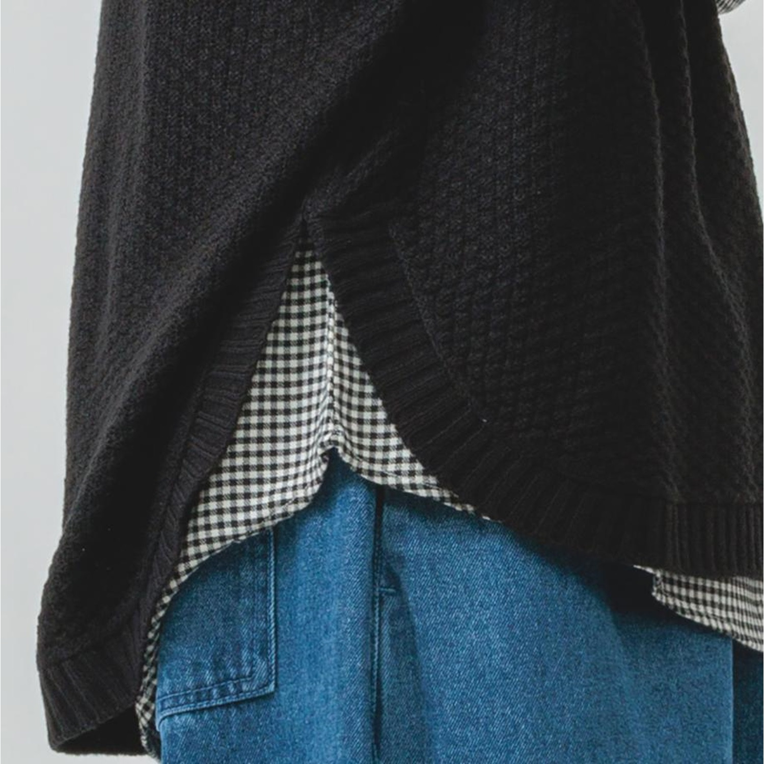 エムエムオー ニットベスト× チェック柄ブラウス アンサンブル