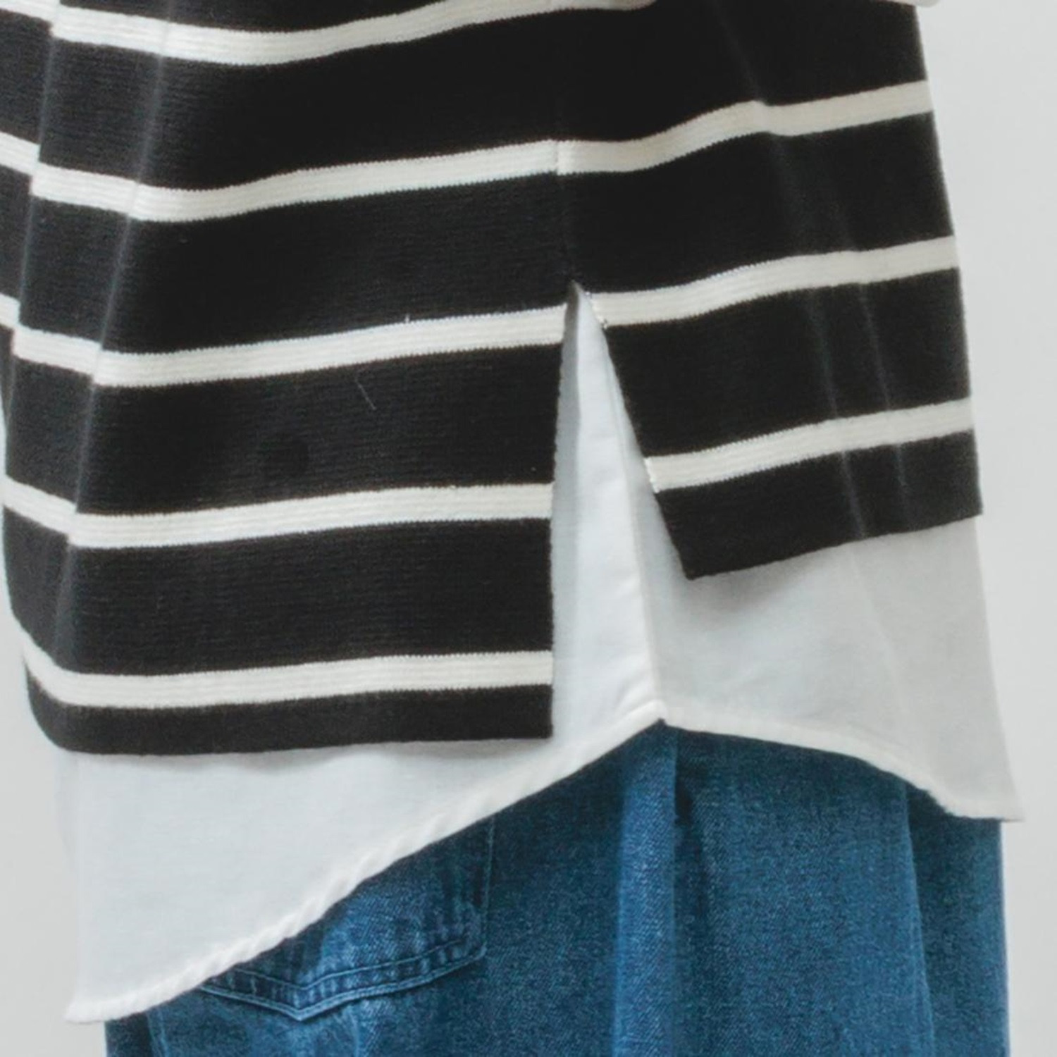 エムエムオー ボーダーニットベスト× 無地ブラウス アンサンブル