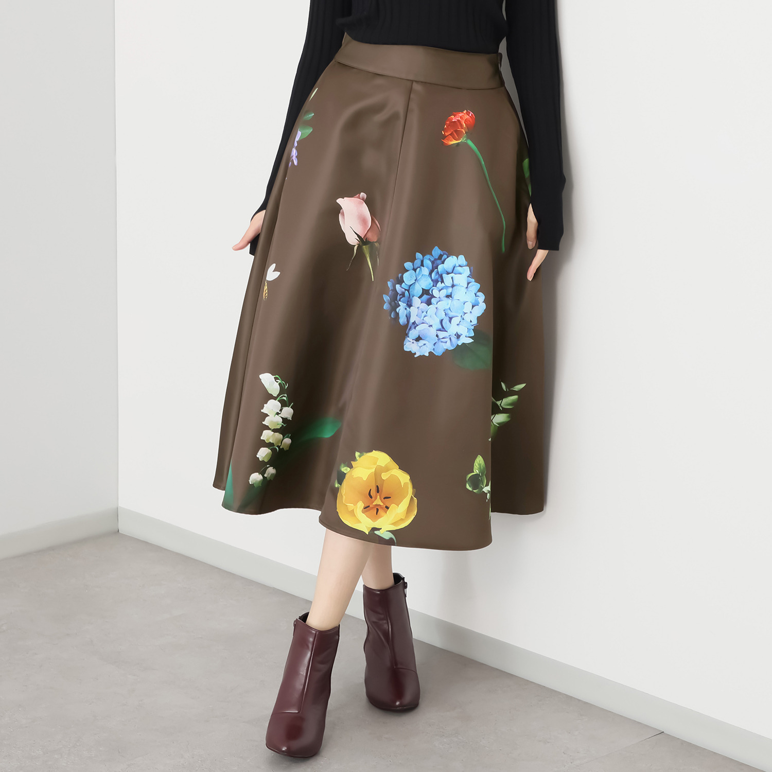 タマミ　ワタナベ ポーレンガーデン フラワープリント フレアースカート