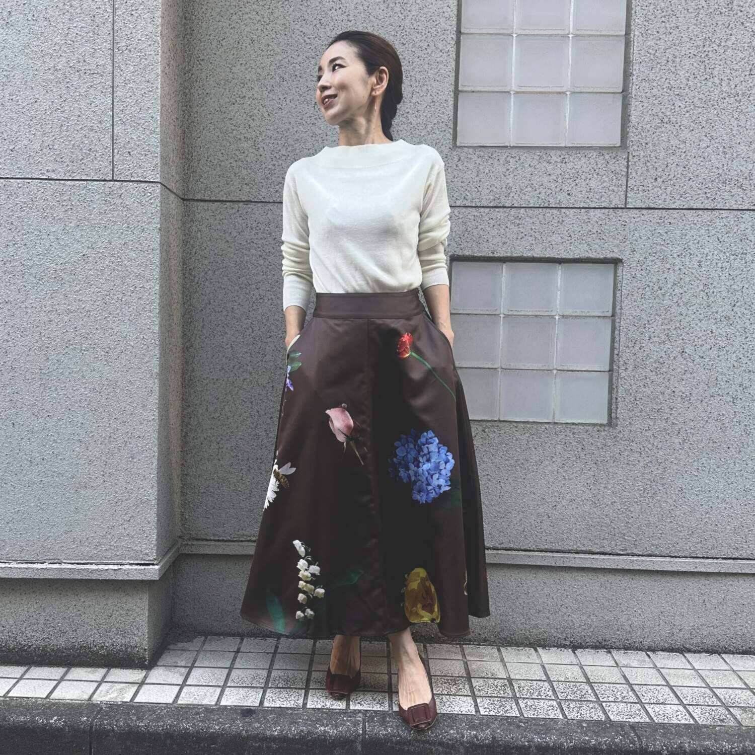 タマミ　ワタナベ ポーレンガーデン フラワープリント フレアースカート