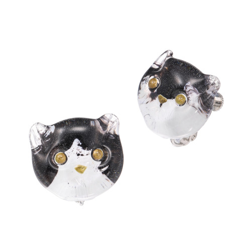 イチグラス　ガラス　猫イヤリング／ピアス