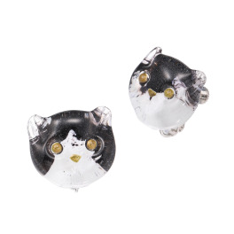 イチグラス ガラス 猫イヤリング／ピアス