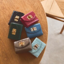 アルムコ バンブーひねり金具付 クロコダイル 折り財布