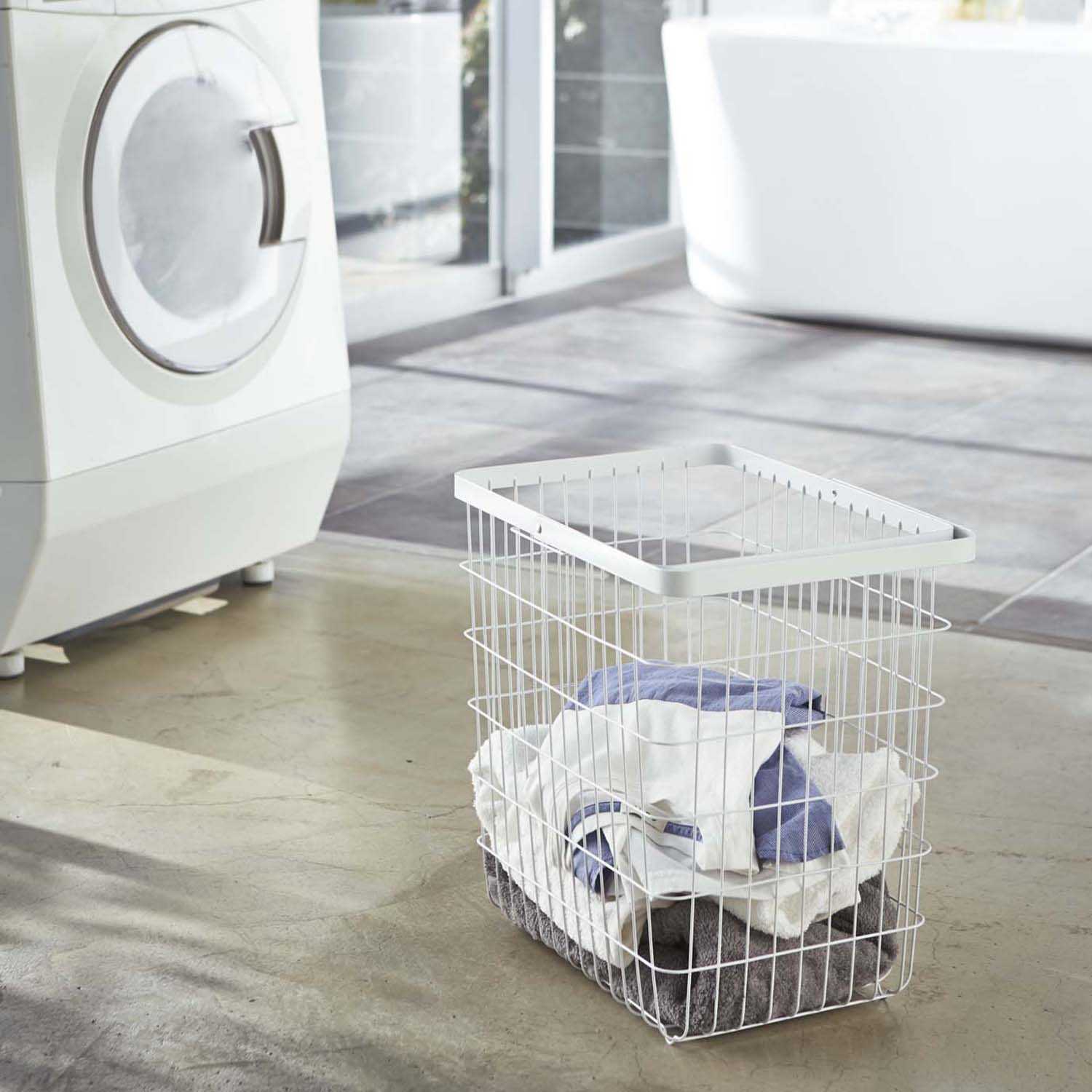 山崎実業　タワー キャスター付きで 移動が簡単 ランドリーワゴン＋ バスケット