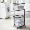 山崎実業　タワー キャスター付きで 移動が簡単 ランドリーワゴン＋ バスケット