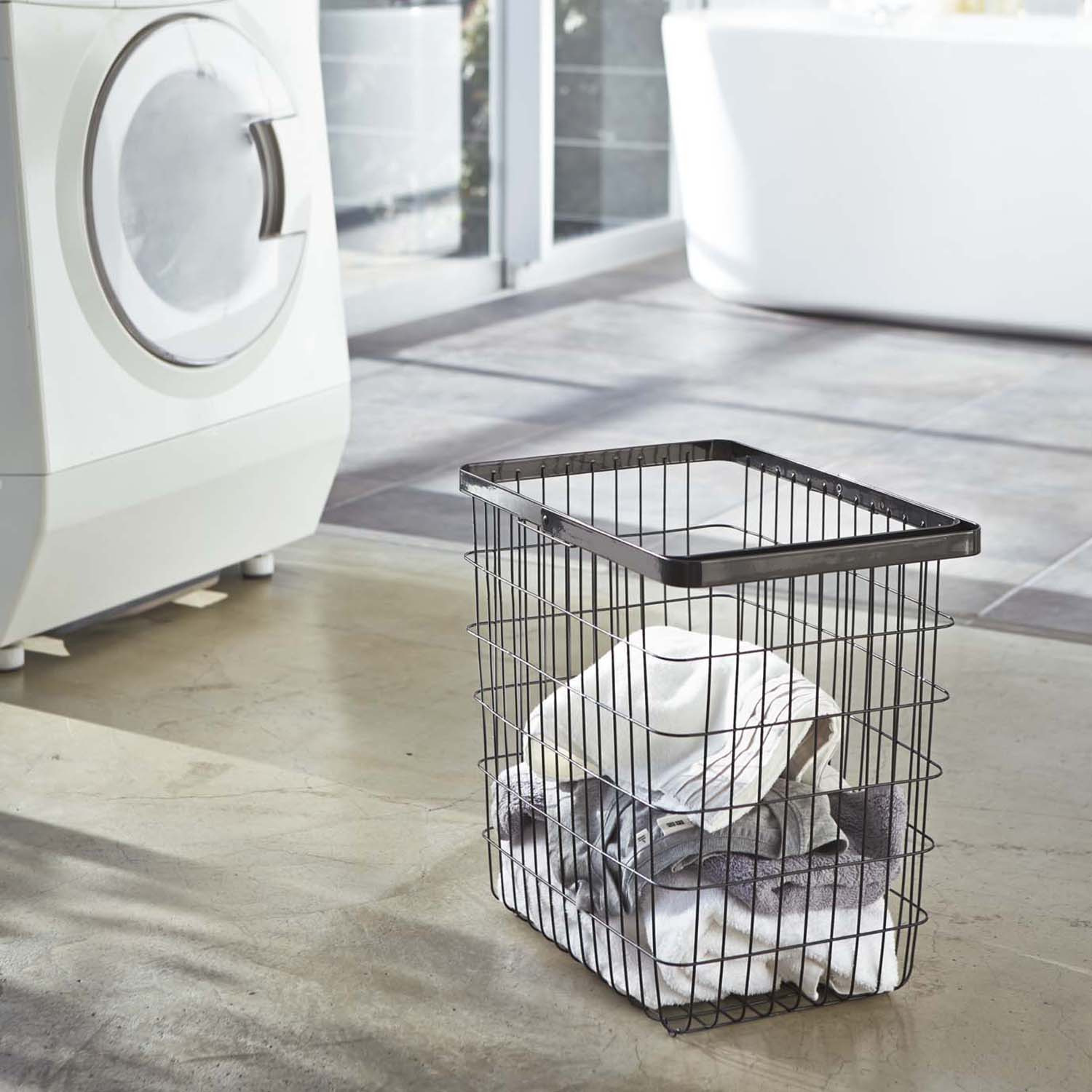 山崎実業　タワー キャスター付きで 移動が簡単 ランドリーワゴン＋ バスケット