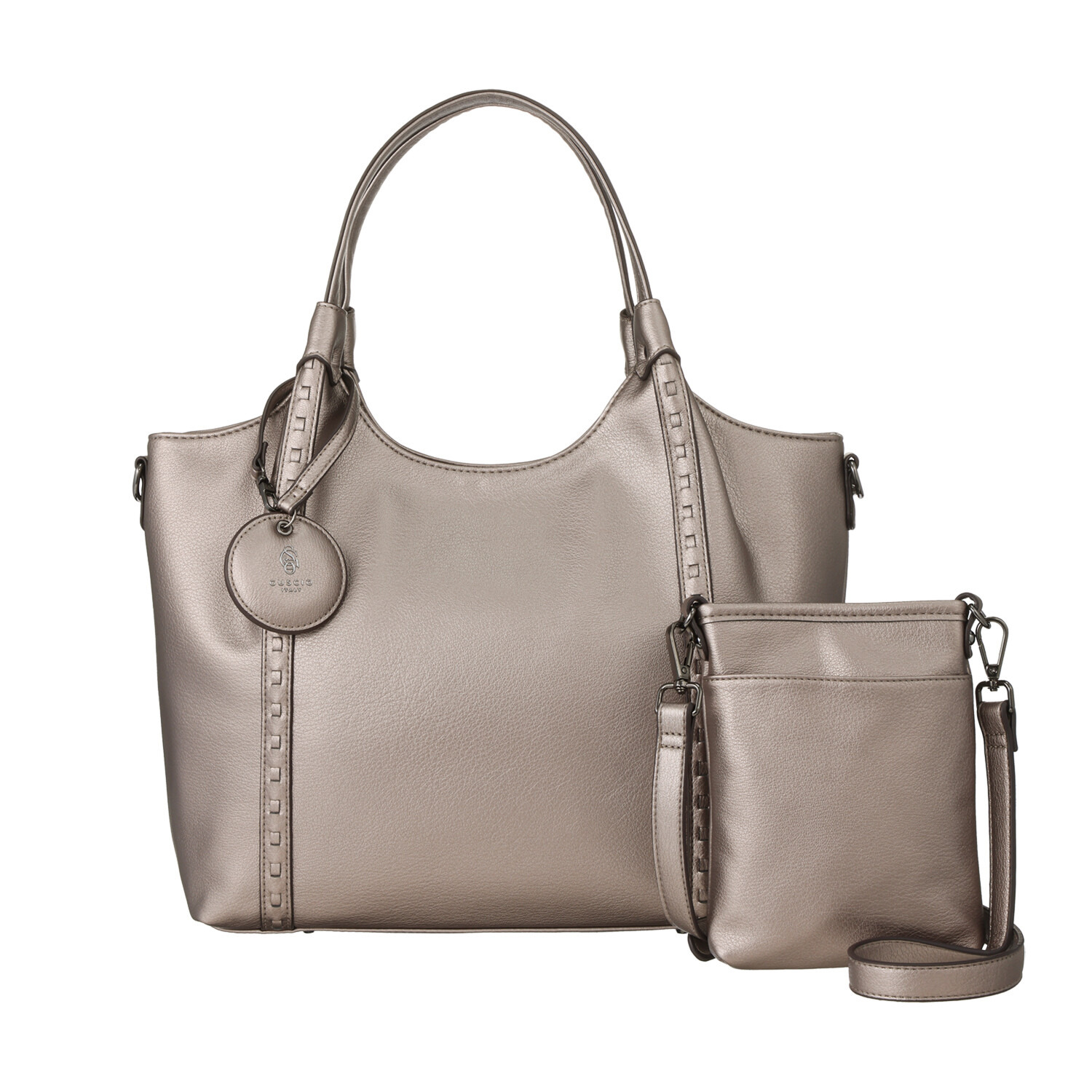 グッシオイタリー はっ水 レザータッチ素材 トートバッグ＆ ミニポシェットセット ＜ロゴチャーム付＞