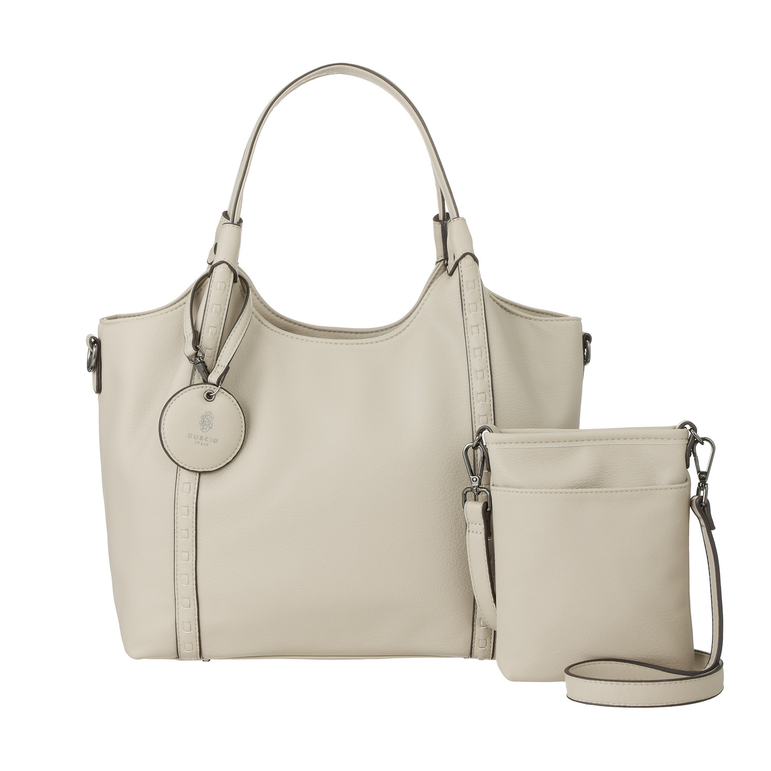 グッシオイタリー はっ水 レザータッチ素材 トートバッグ＆ ミニポシェットセット ＜ロゴチャーム付＞