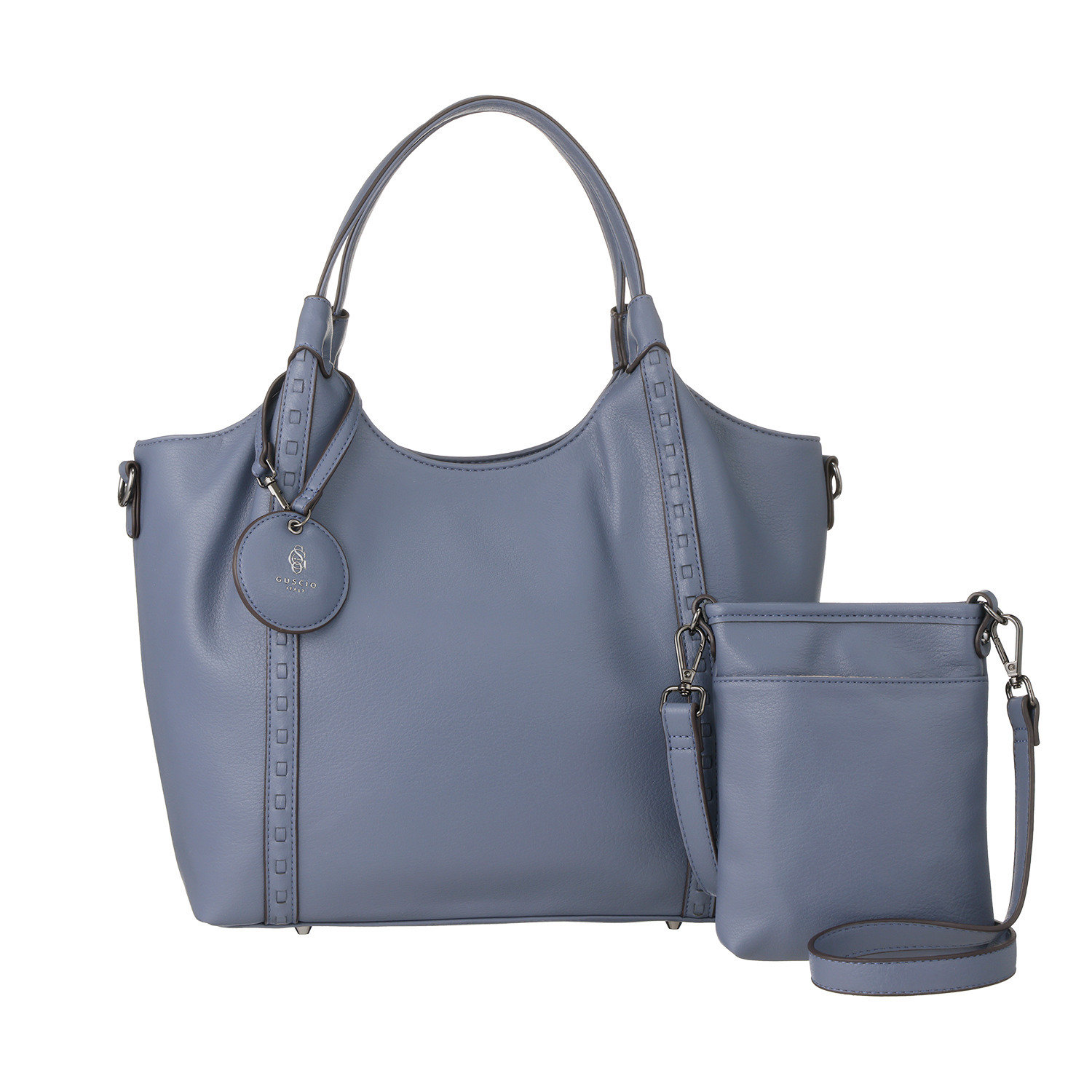 グッシオイタリー はっ水 レザータッチ素材 トートバッグ＆ ミニポシェットセット ＜ロゴチャーム付＞