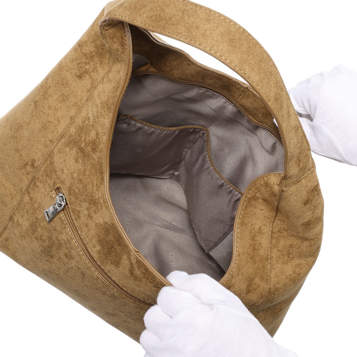 グッシオイタリー 上品な暖かみ トレンドのスエードライク ワンハンドルトートバッグ