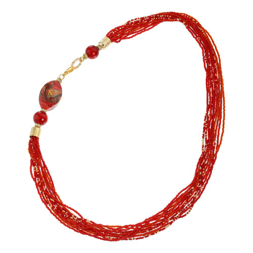 ラグーナ ベネチアンガラス オーバルポイント コンテリエビース レッドカラーネックレス ラグーナ ベネチアンガラス オーバルポイント コンテリエビース レッドカラーネックレス