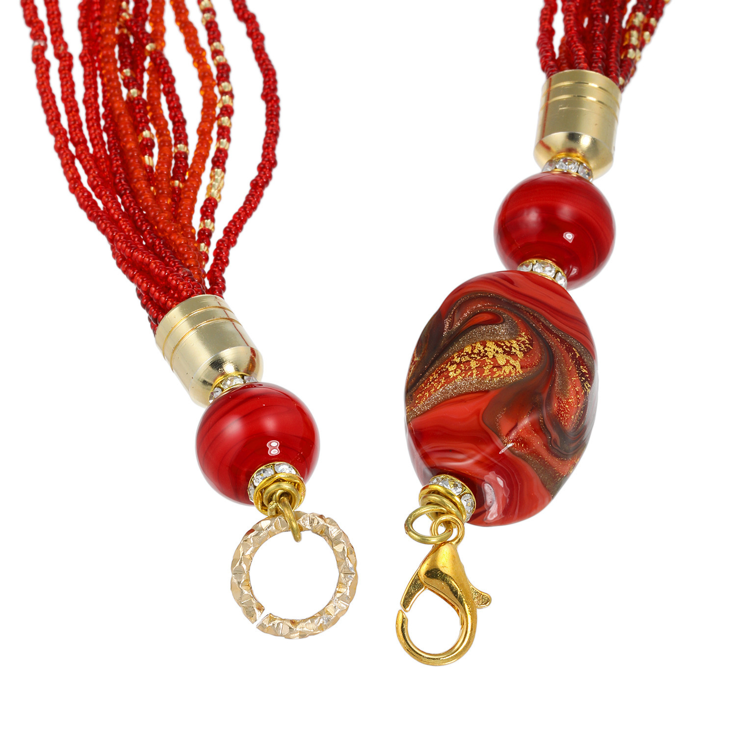 ラグーナ ベネチアンガラス オーバルポイント コンテリエビース レッドカラーネックレス