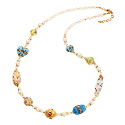 ラグーナ　ベネチアンガラス　エレガントデザイン　ロングネックレス