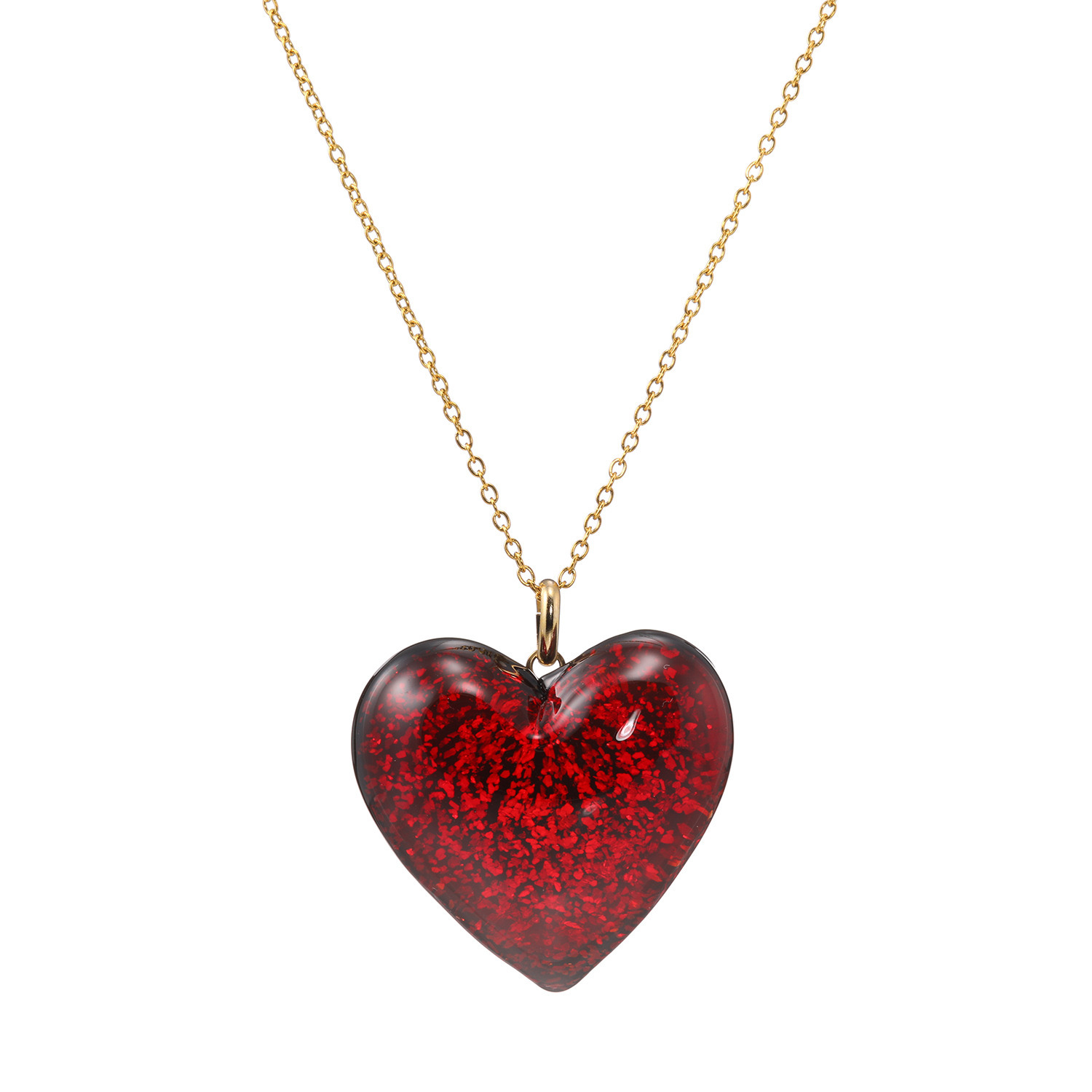 ラグーナ ベネチアンガラス ステンレスチェーン ロングハートペンダント