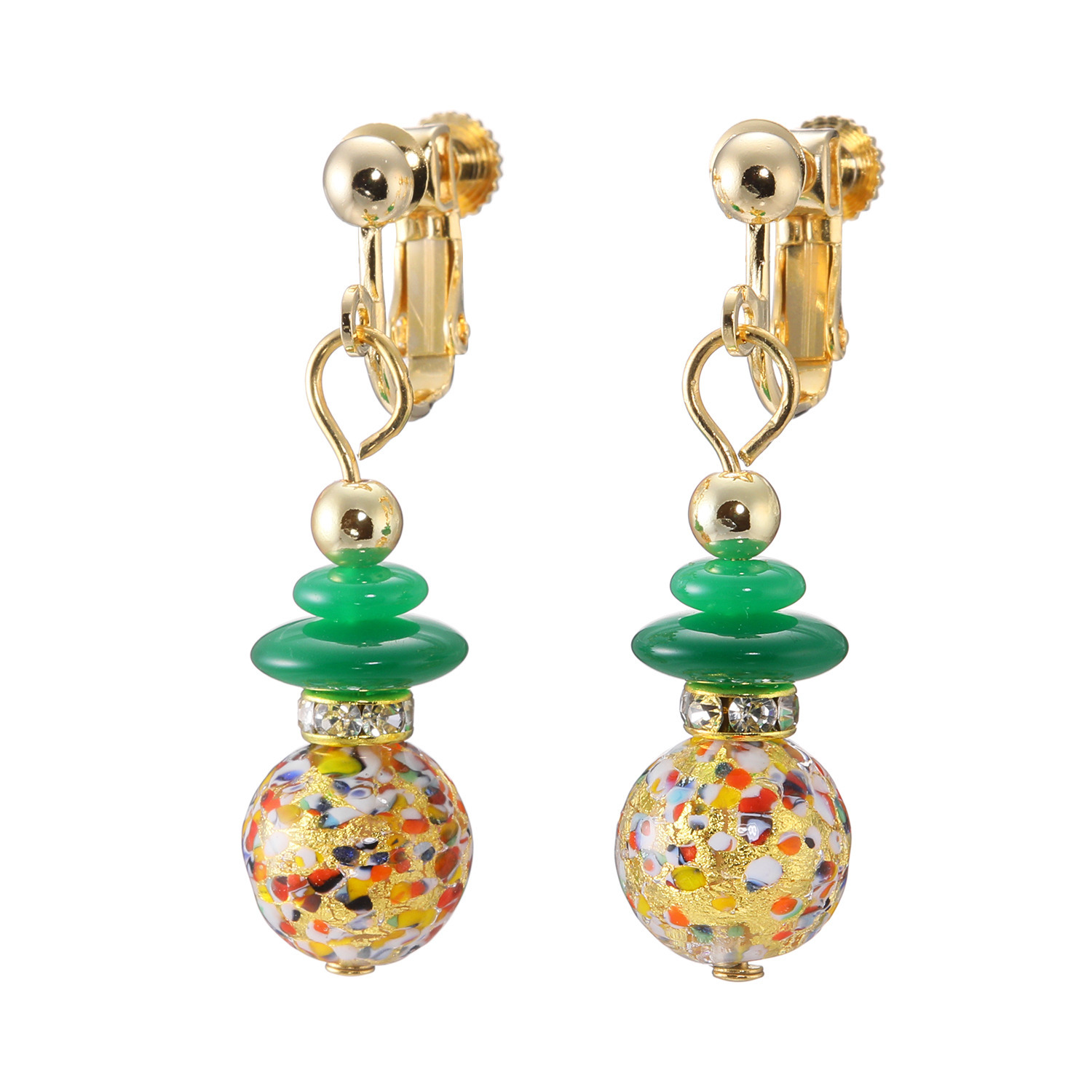 ラグーナ ベネチアンガラス ペスタッチョ イヤリング／ピアス