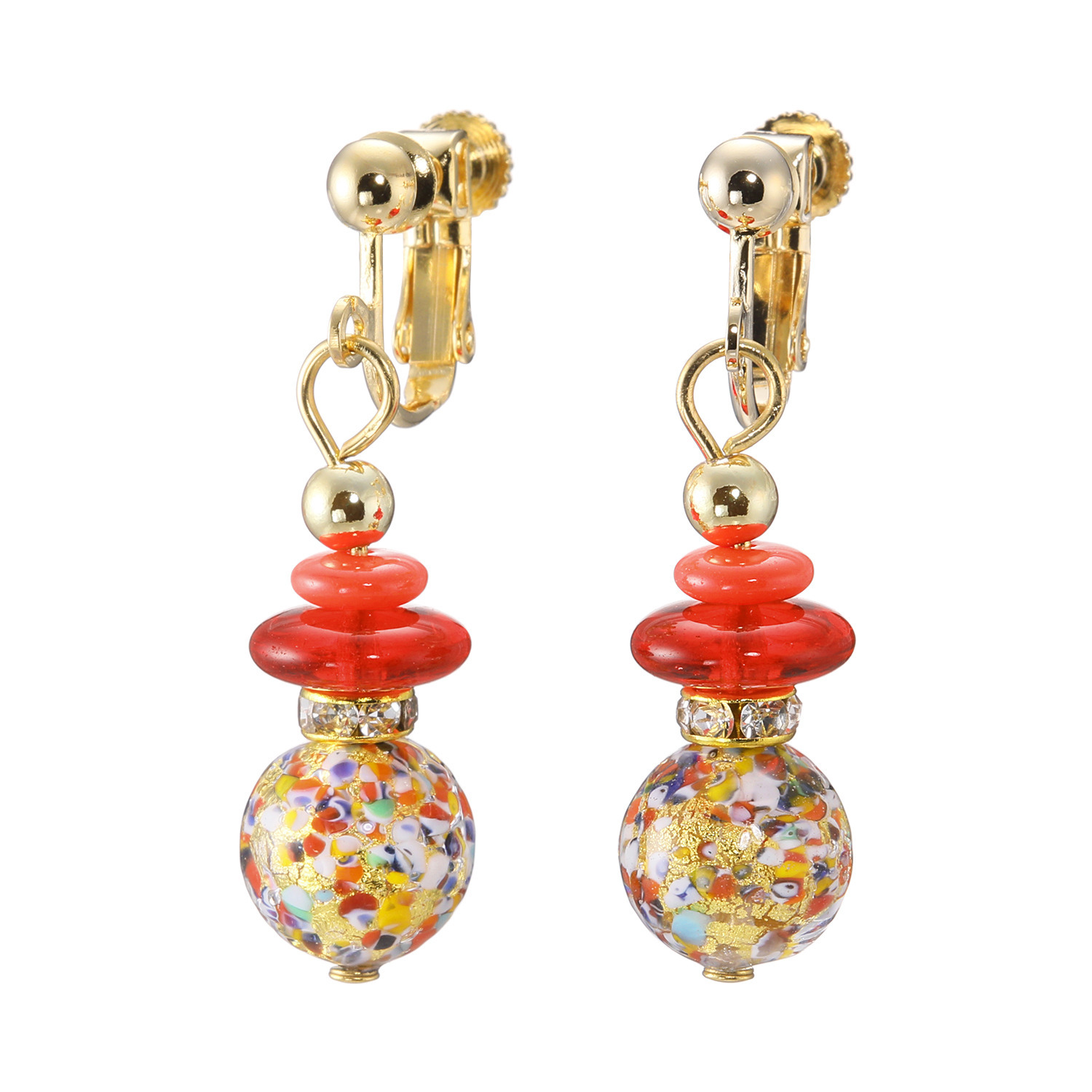 ラグーナ ベネチアンガラス ペスタッチョ イヤリング／ピアス