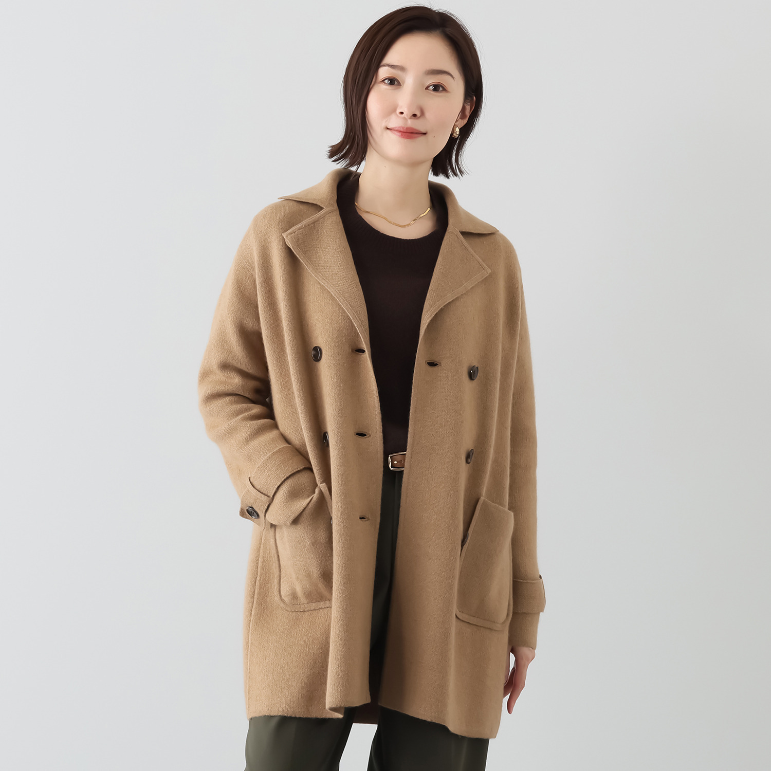 ネイチャーズ キャメル１００％ ダブルジャガード編 ピーコート